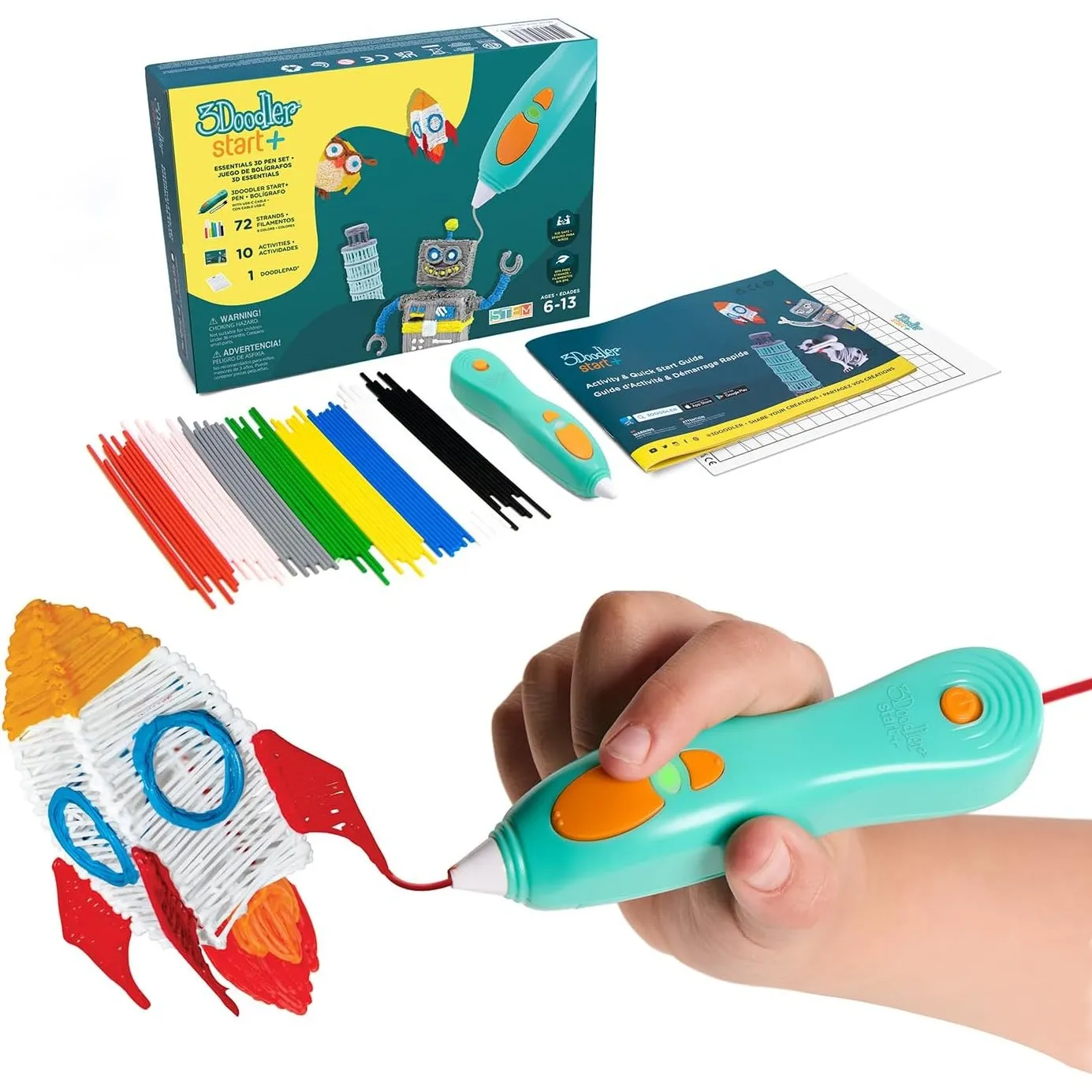 3Doodler Start+ Essentials: 3D Zeichenstift für Kinder, STEM-Lernspielzeug, ab 6 Jahren