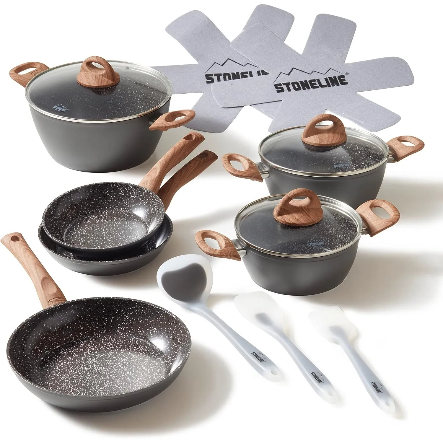 STONELINE Ceramic Keramikpfanne Töpfe Set 14 teilig 18/20/24cm Töpfe Pfannen PFAS-frei Topfset Pfannenset Induktion Koc…