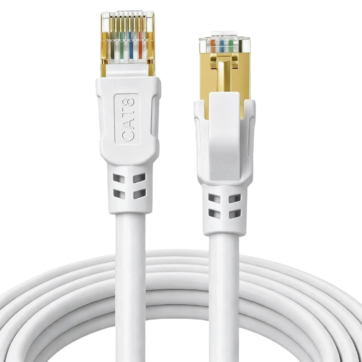 DDMALL CAT 8 LAN Kabel 10m, 40 Gbit/s Netzwerkkabel Rund (10 Meter, Weiß) | Geschirmtes Ethernet Kabel, 40Gbps 2000MHz …
