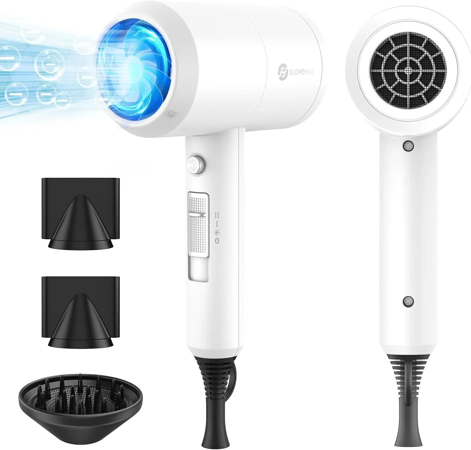 (OUTLET) Ionen Föhn AC Motor 1800W Haartrockner, Slopehill Schnelltrocknen Hair Dryer, Haarfön mit Heiß-/Kalttaste, 3 F…