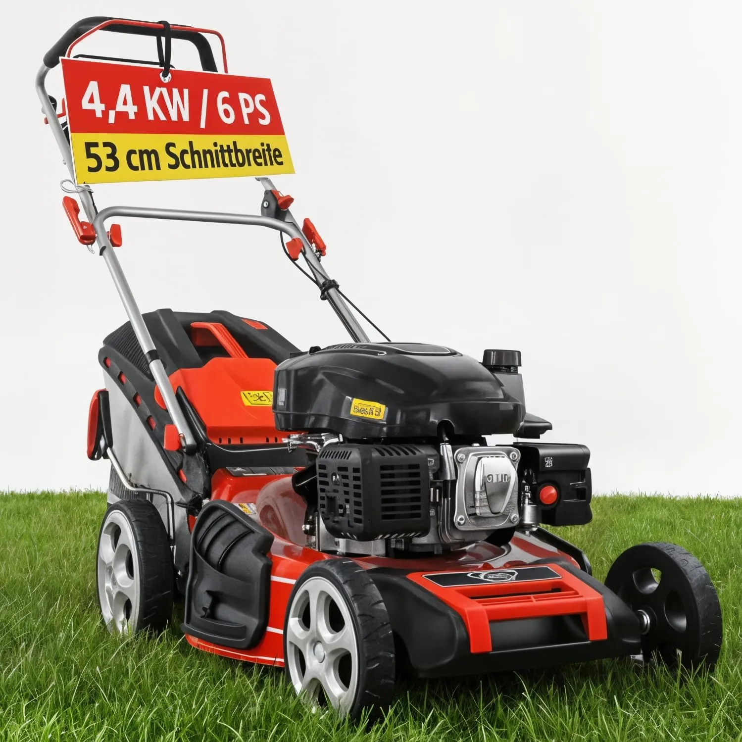 HECHT 5-IN-1 Benzin Rasenmäher – leistungsstarker 4 Takt Eco Motor 4,4 kW (6,0 PS) – Seilzug Starter – mit 53 cm Schnit…