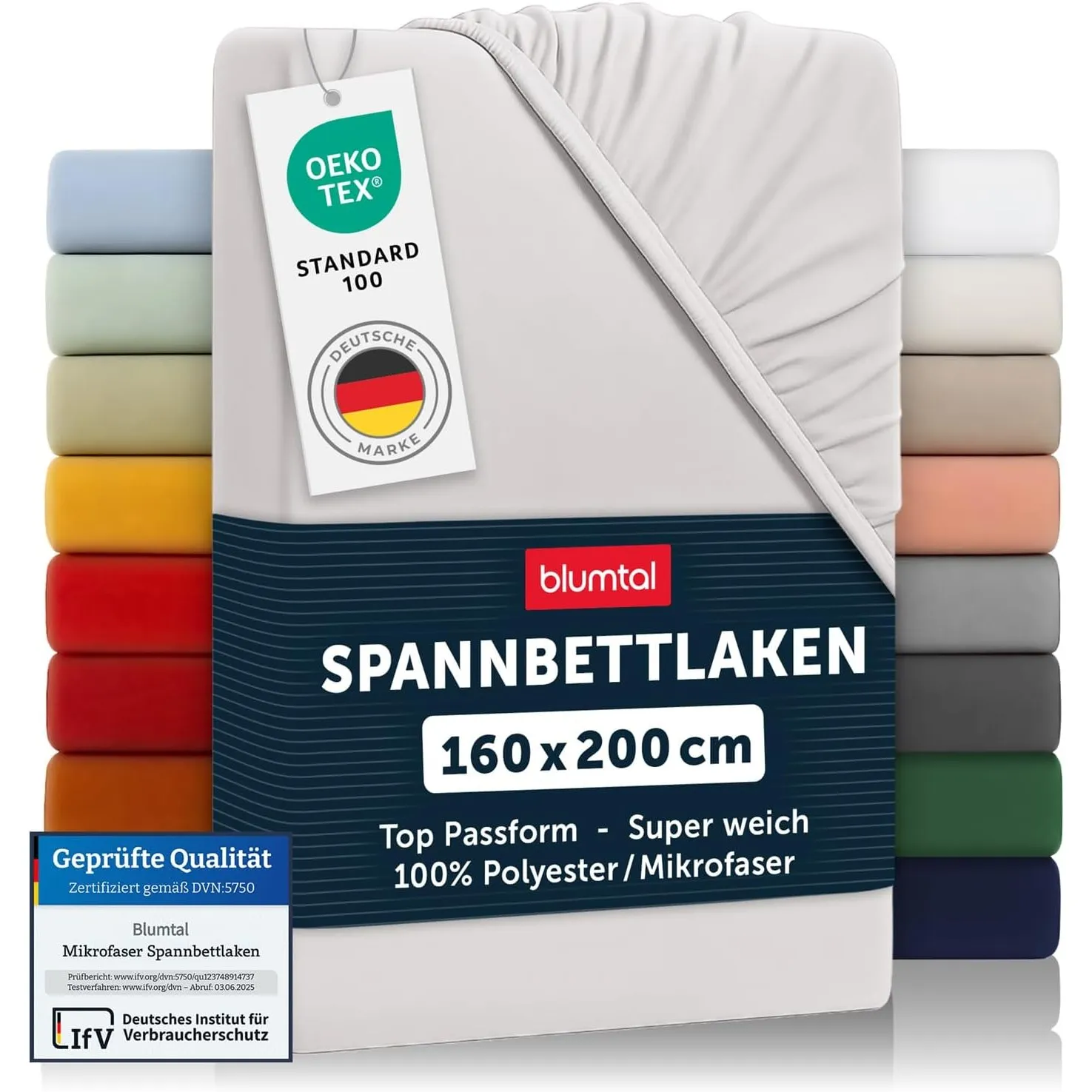 Blumtal® 2er Set Spannbettlaken 160x200x30cm aus Microfaser - Oekotex zertifiziertes Bettlaken Spannbettlaken in Moonli…