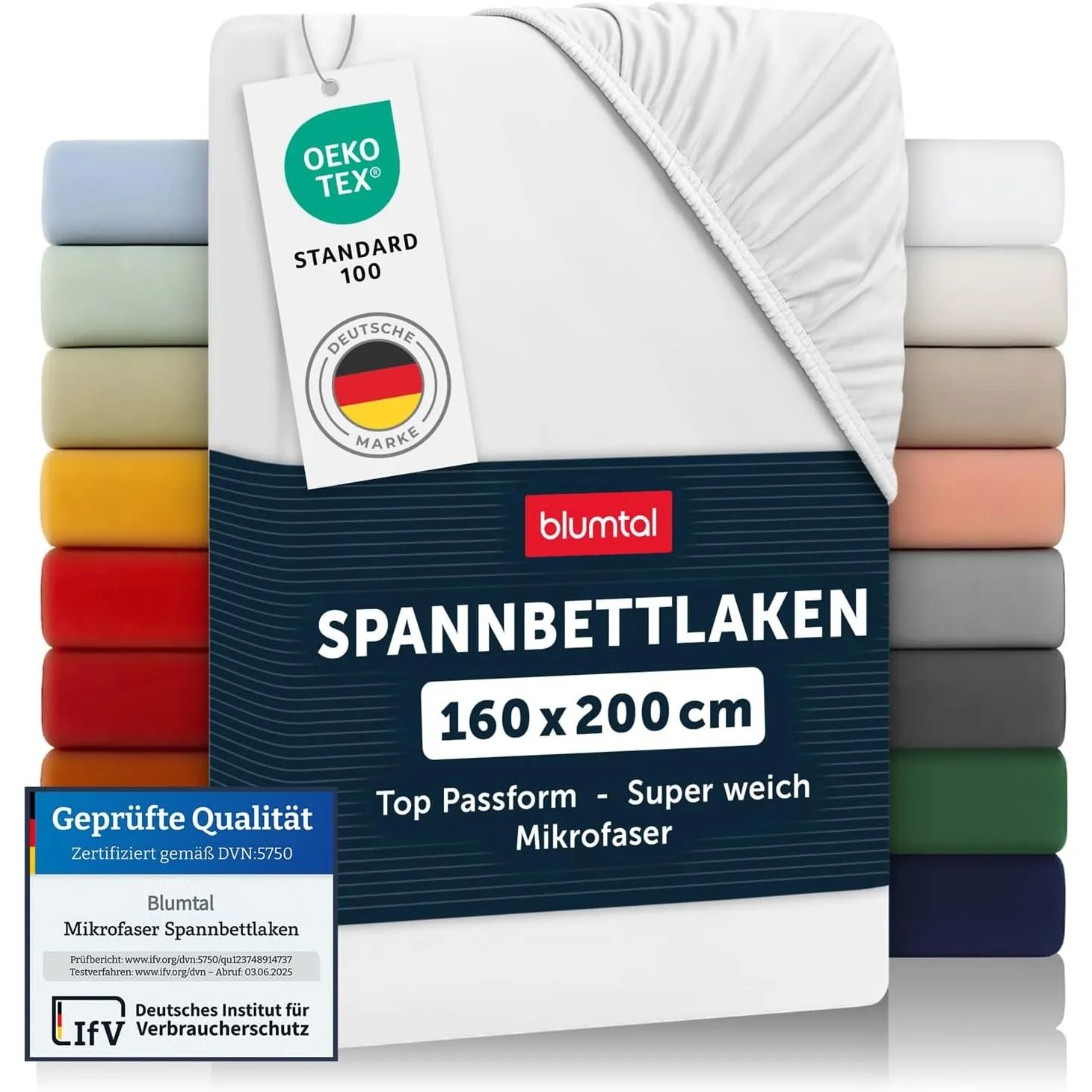 Blumtal® Spannbettlaken 160x200x30cm aus Microfaser - Oekotex zertifiziertes Bettlaken Spannbettlaken in Weiß