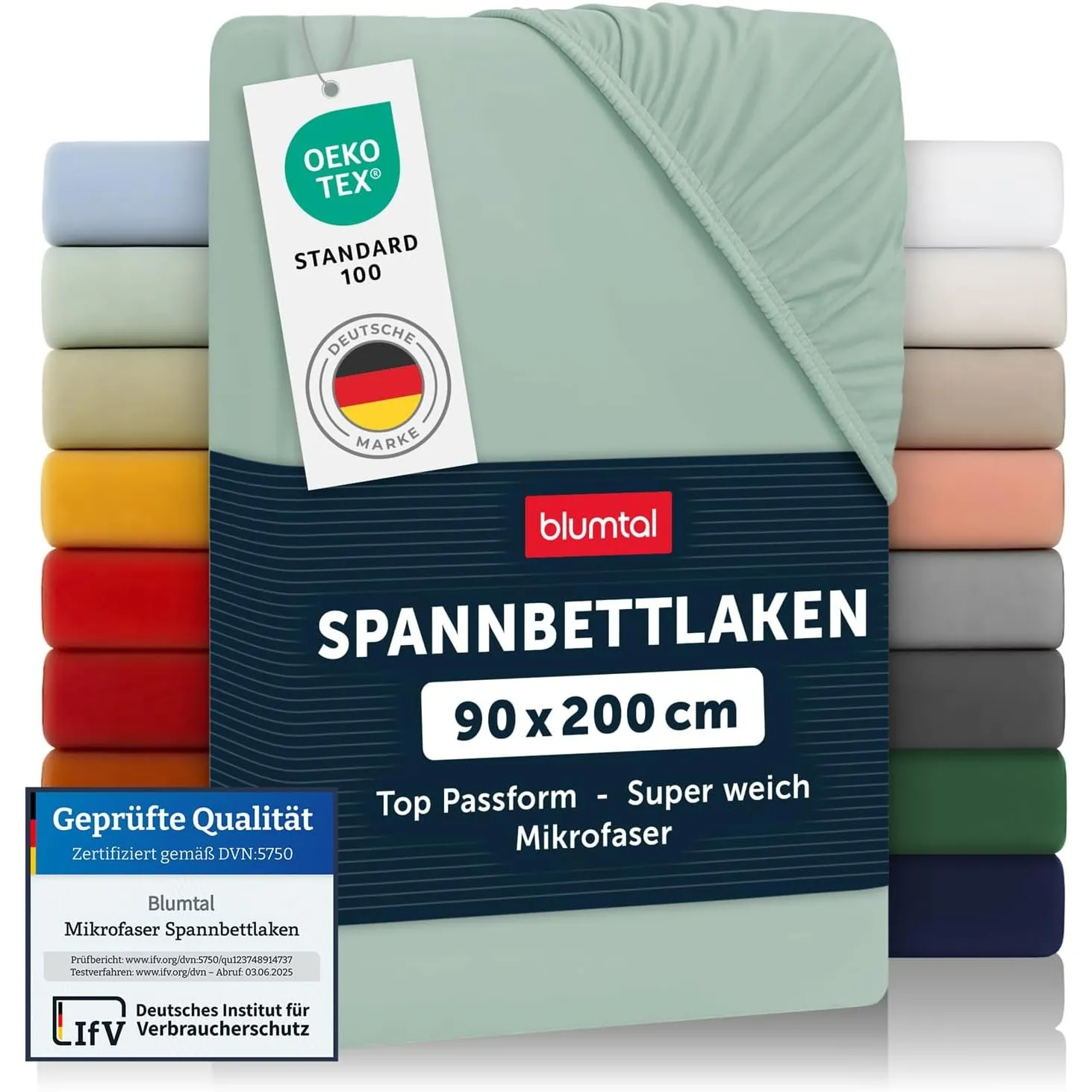 Blumtal® Spannbettlaken 90x200x30cm aus Microfaser - Oekotex zertifiziertes Bettlaken Spannbettlaken in Summer Green - …
