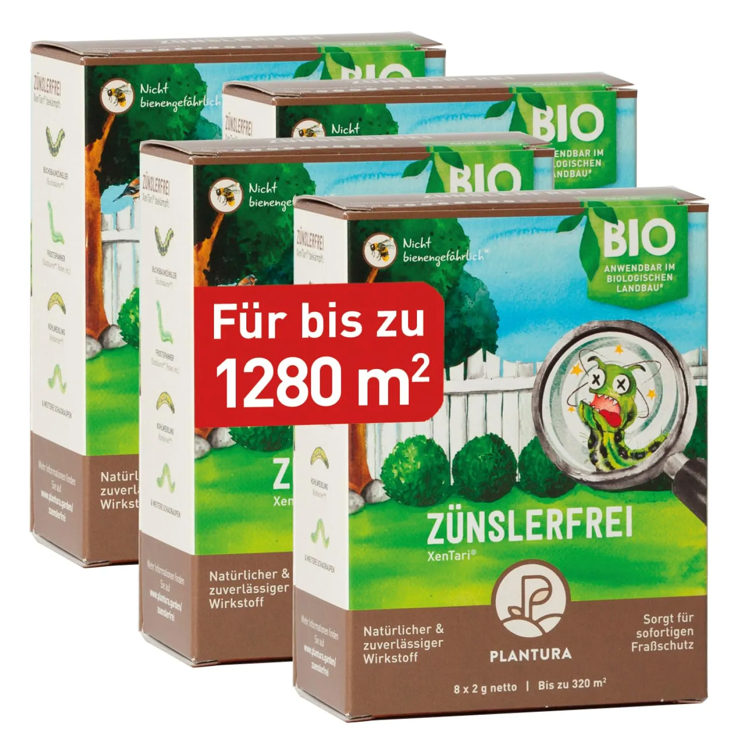 Plantura Zünslerfrei XenTari® Raupenfrei Mittel gegen Buchsbaumzünsler, hochwirksames & biologisches Spritzmittel, 64 g…