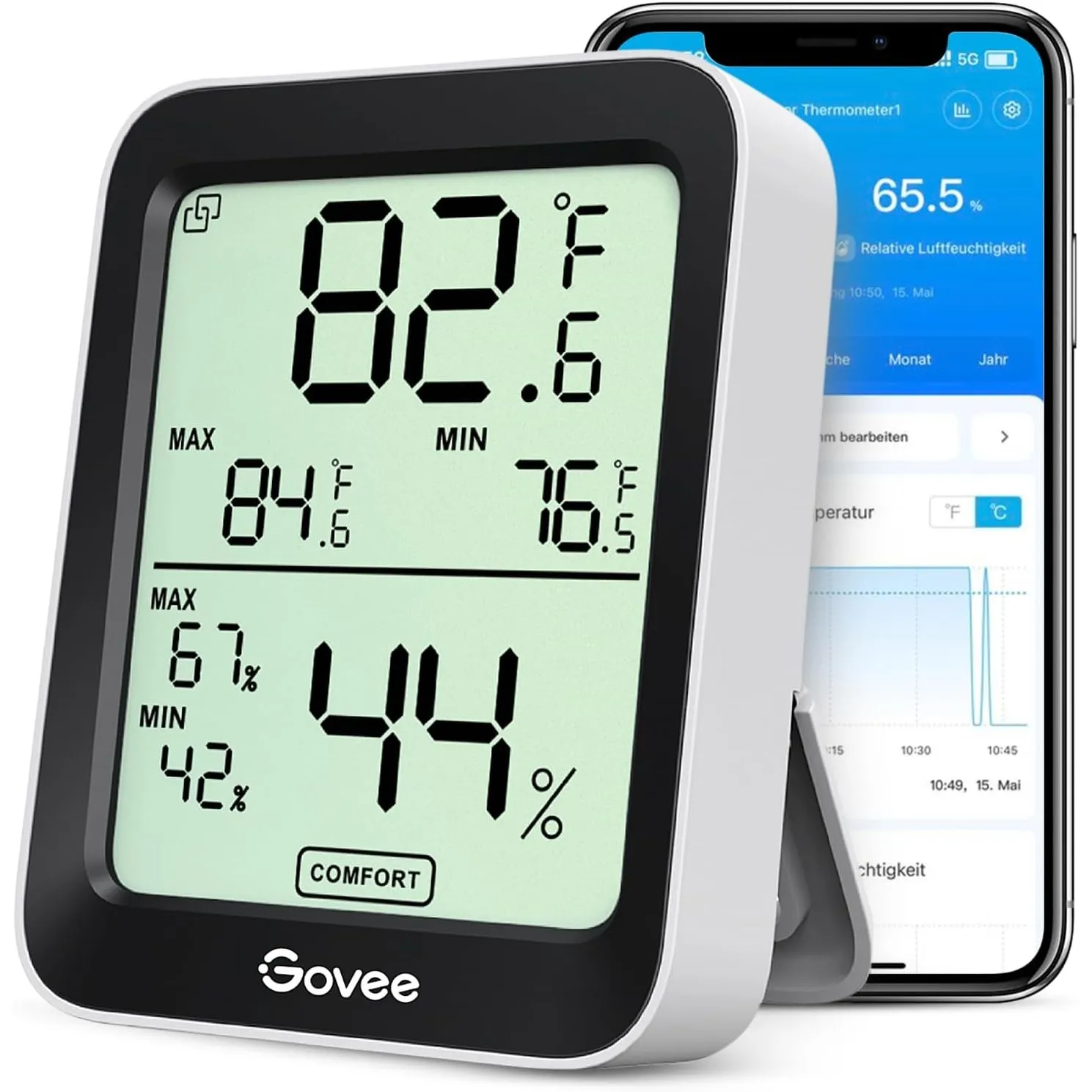 Govee Bluetooth Thermometer Hygrometer Innen, Digitale Thermometer 1 Stück