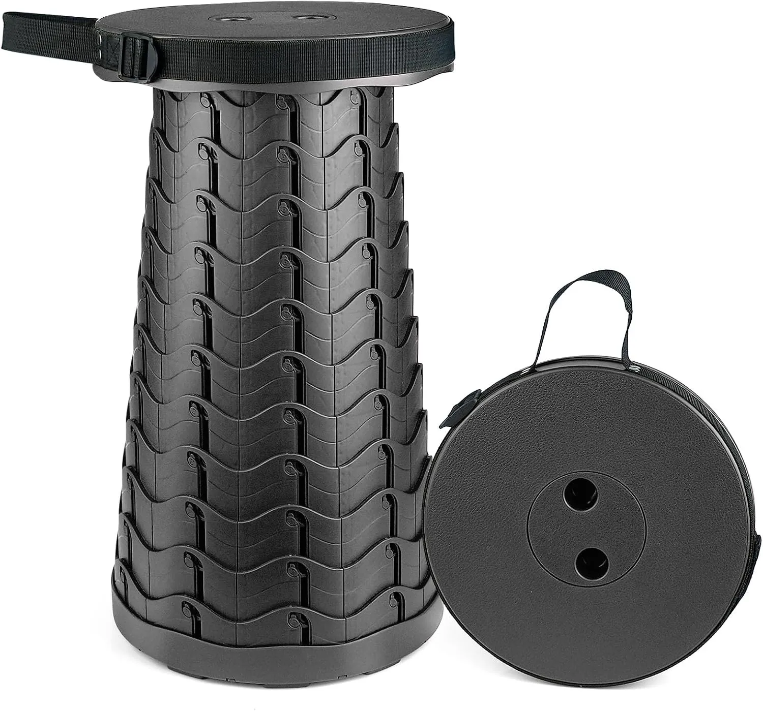 Hesanzol Tragbarer Teleskophocker, einziehbarer Klapphocker für Camping, Garten, Angeln, Wandern, Reisen, Grillen, vers…
