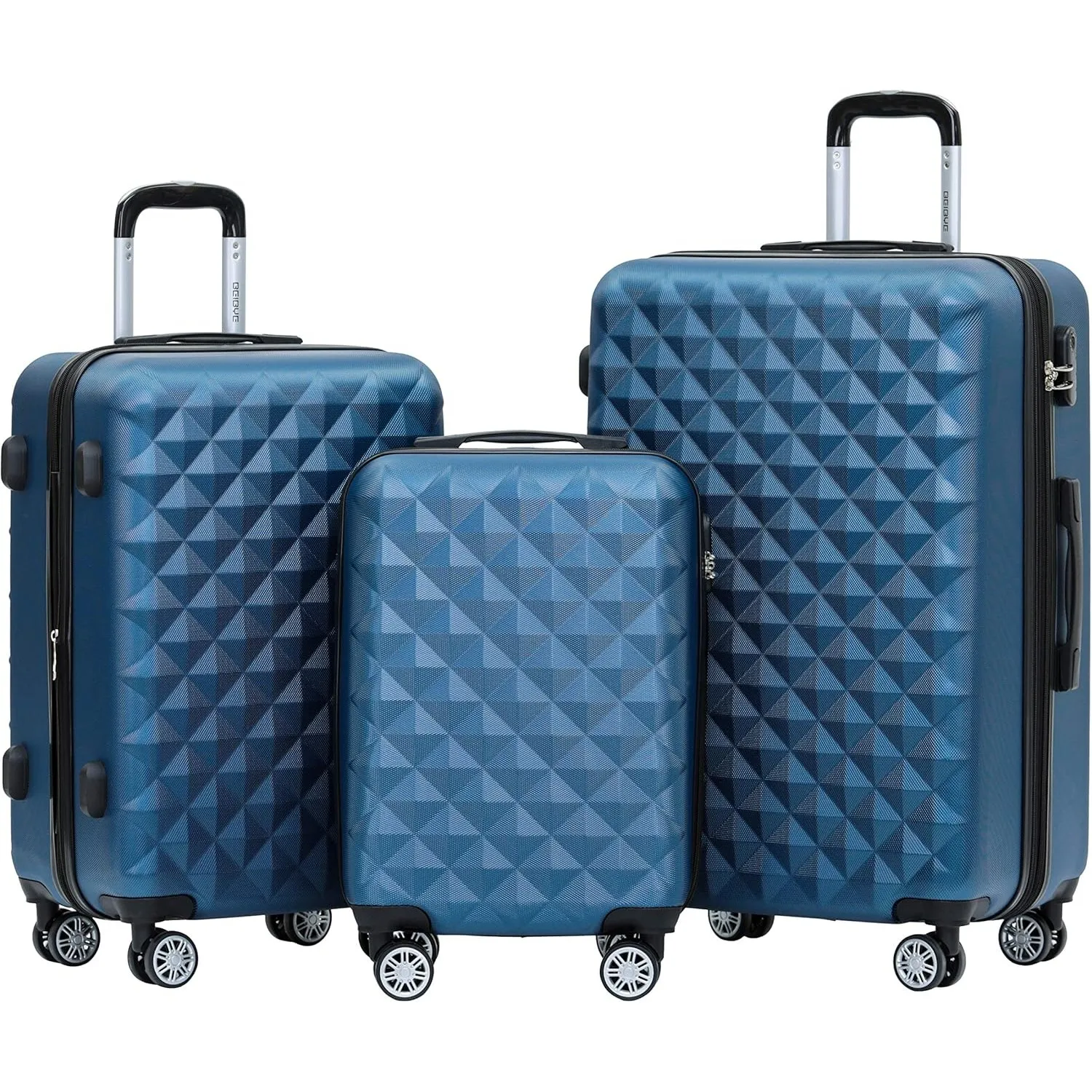 BEIBYE Zwillingsrollen 2066 Hartschale Trolley Koffer Reisekoffer Gepäck M-L-XL-Set (Blau, Set)