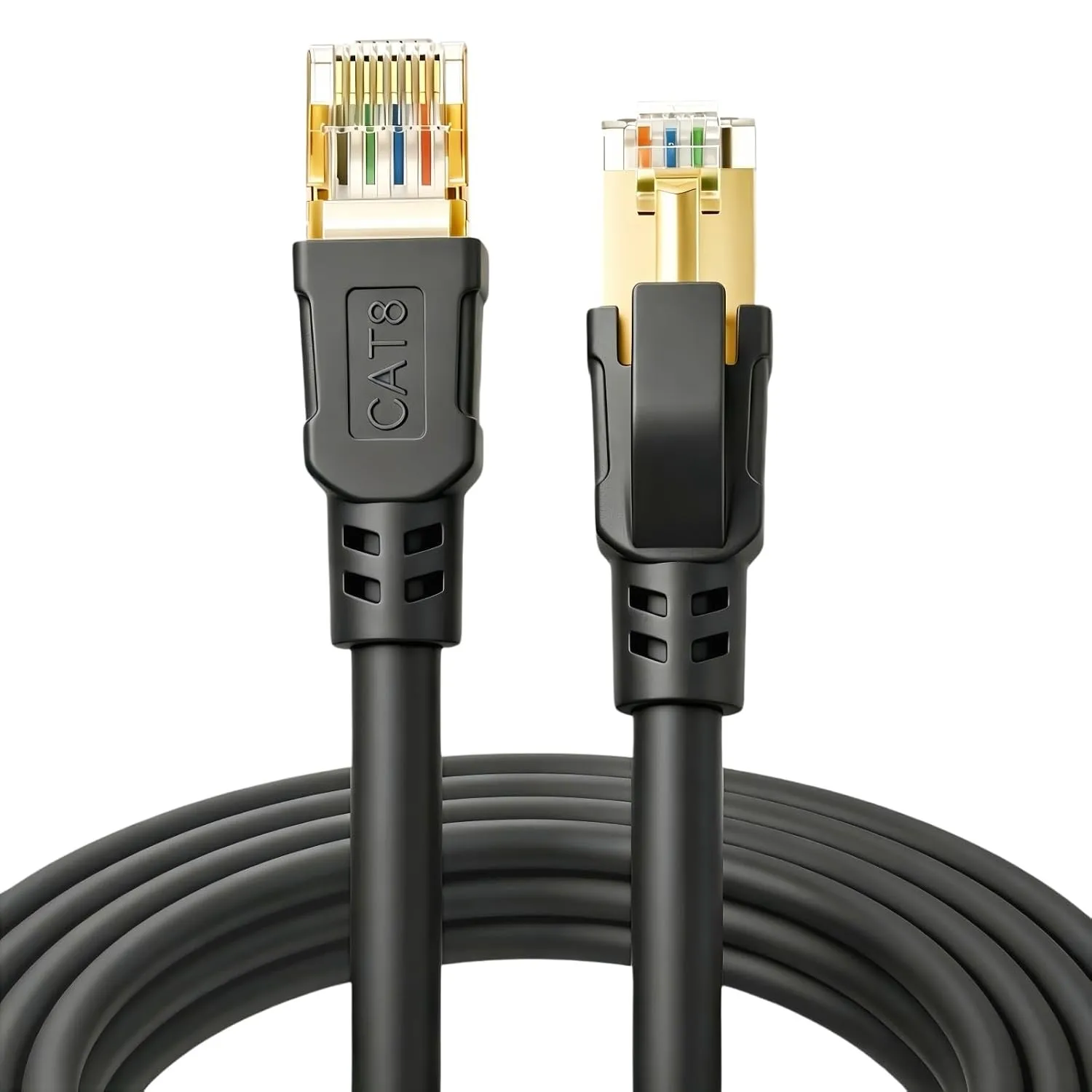 DDMALL 2m 2 Stück CAT 8 LAN Kabel, 40Gbit/s Netzwerkkabel Rund - Schwarz