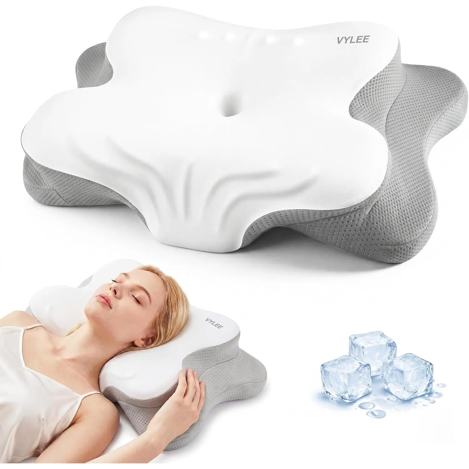 VYLEE Memory Foam Nackenkissen, Schmetterlingskissen Ergonomisches Kissen | Seitenschläferkissen Kopfkissen Nackenstütz…