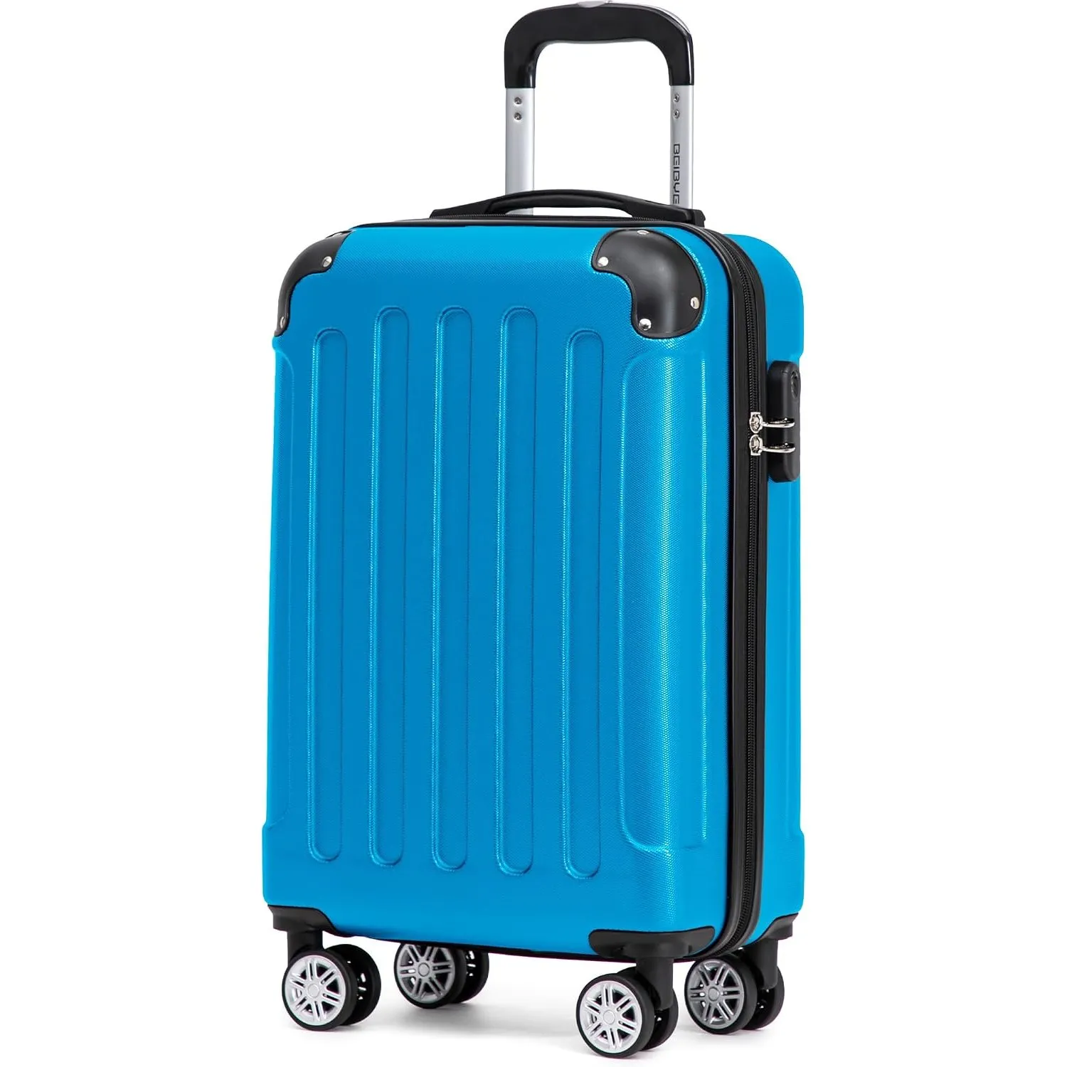 BEIBYE Handgepäck Koffer M 55 cm – Kabinenkoffer aus ABS, leicht, 360° Doppelrollen, Reisekoffer für Kurzreisen, Türkis