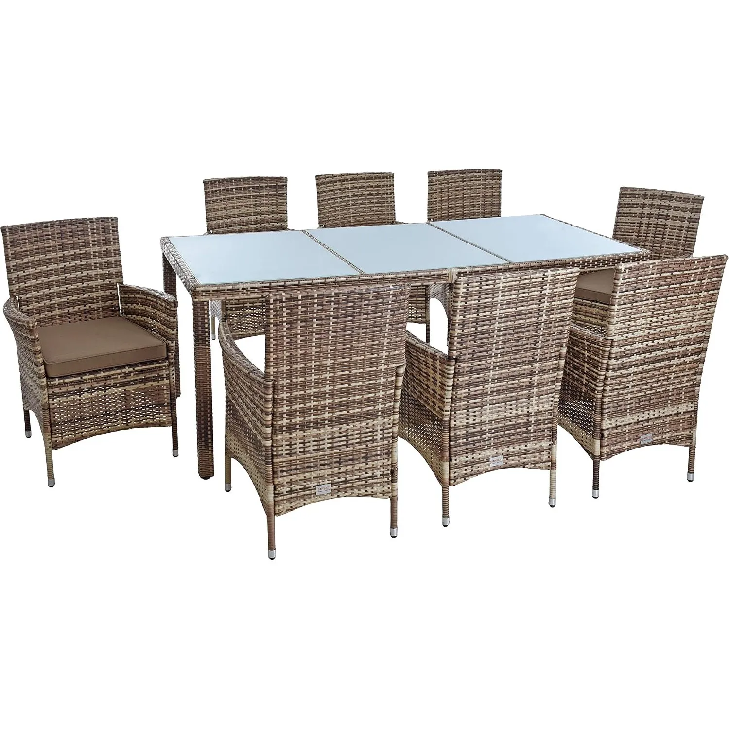 ESTEXO Polyrattan Sitzgruppe Gartenmöbel Set 8 Personen Rattanmöbel Gartenset Rattan Essgruppe Garten-Stühle Garten-Tis…