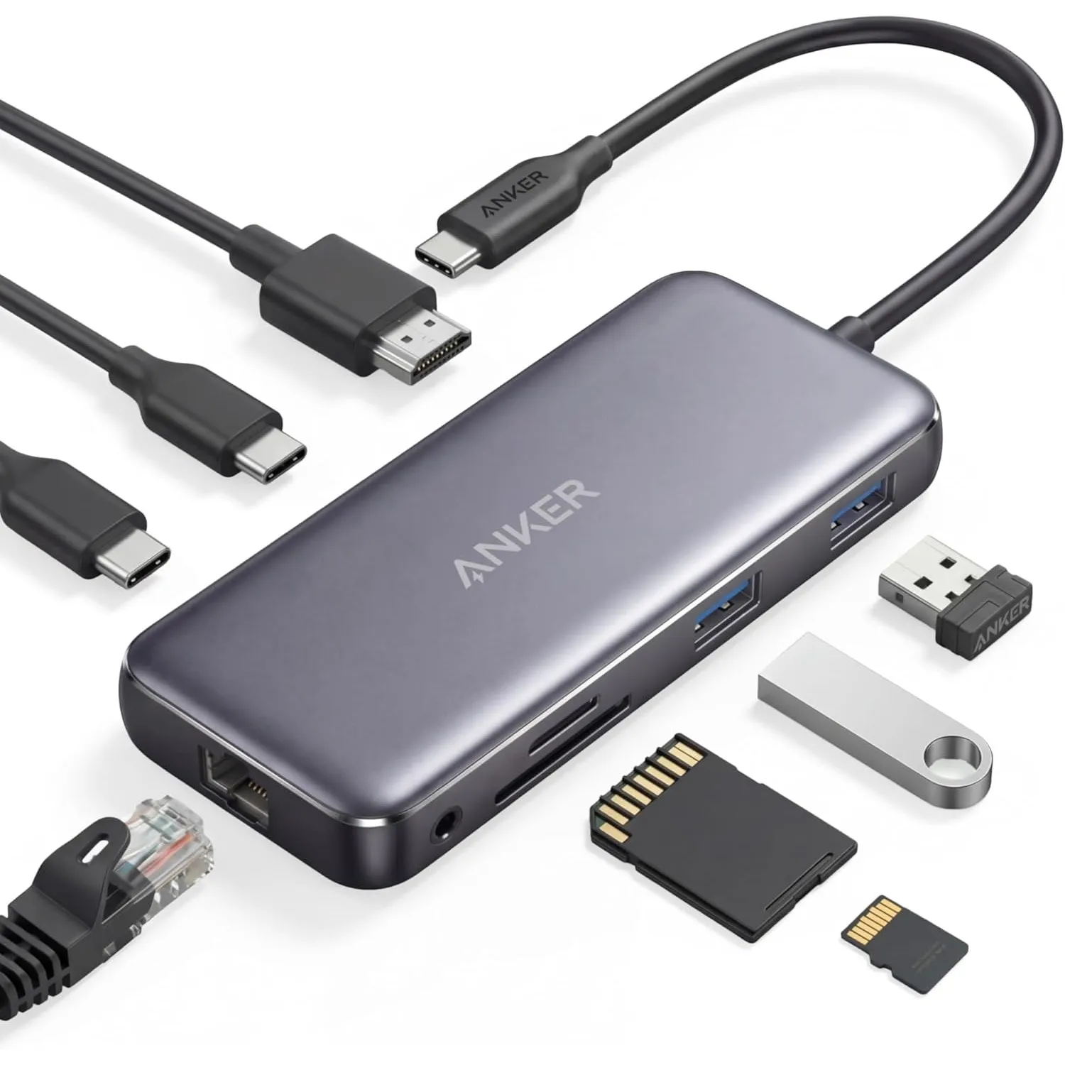 Anker 555 USB-C Docking Hub (8-in-1) PowerExpand Adapter, 4K 60Hz HDMI