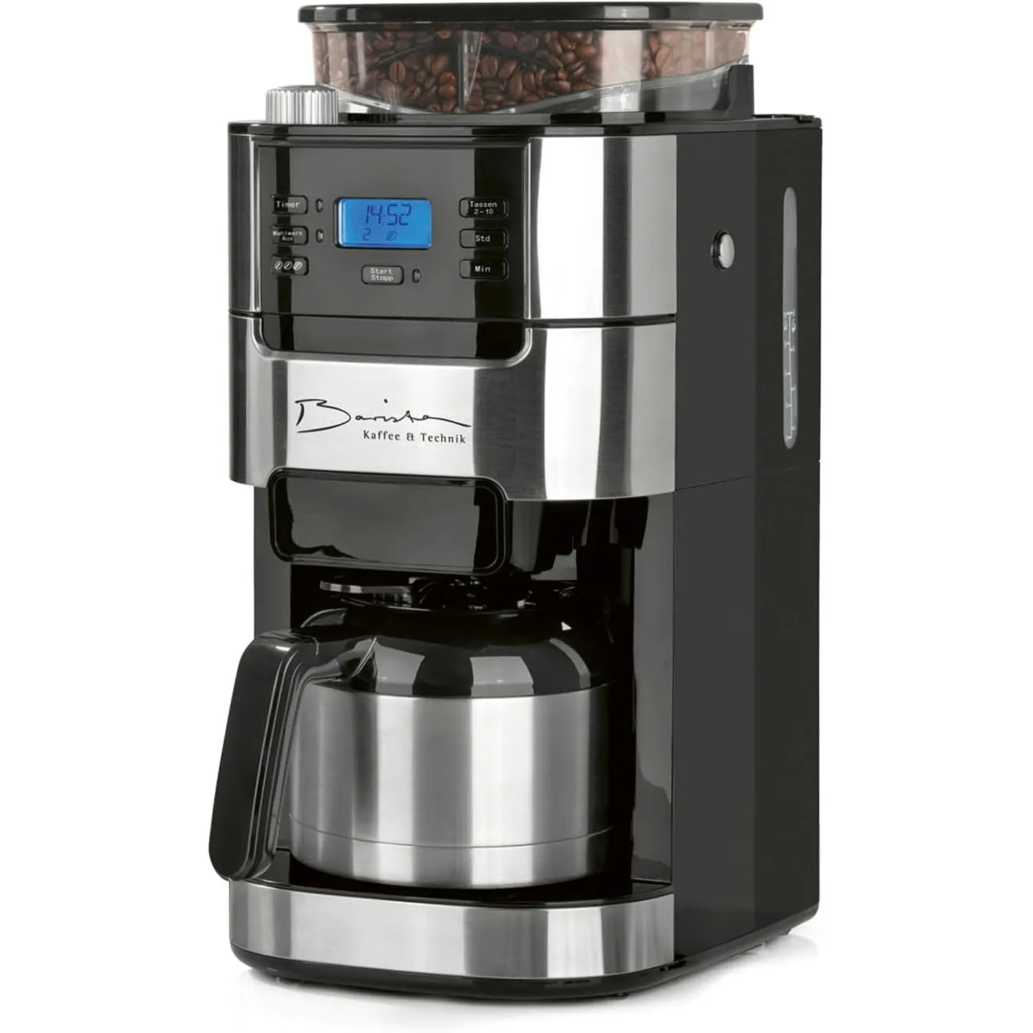 Barista Filterkaffeemaschine mit verstellbarem Mahlwerk | Warmhaltefunktion, 24h Timer & Permanentfilter | Für 10 Tasse…