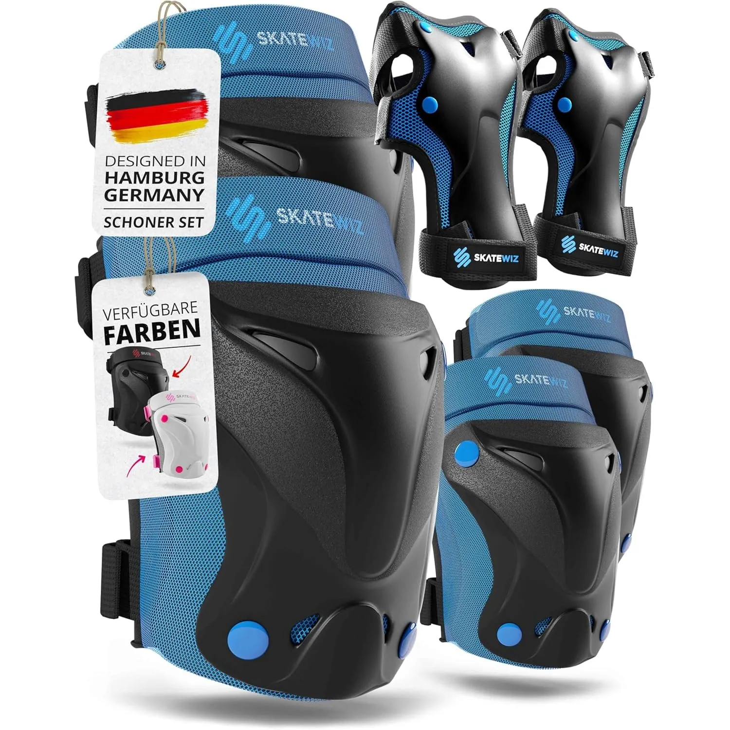 SKATEWIZ Inliner Schoner Kinder & Erwachsene - Schoner Set 6-teilig