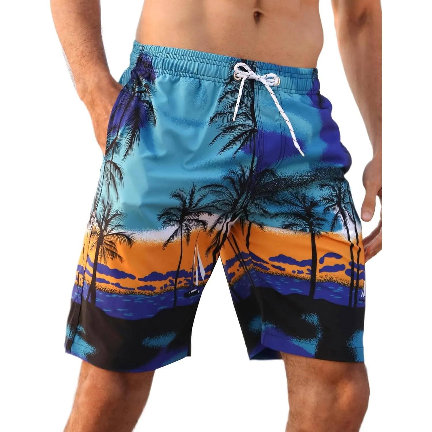 APTRO Herren Badehose Lang Badeshorts Schnelltrocknend Boardshorts Freizeit Short mit Innenslip