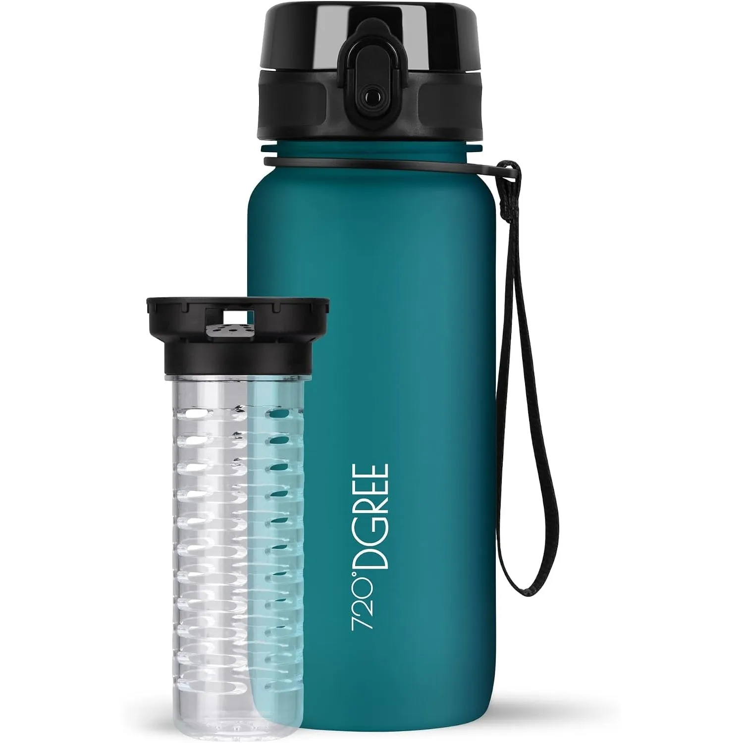 720°DGREE Trinkflasche “uberBottle“ 350ml, 500ml, 650ml, 1l softTouch +Früchtebehälter - Auslaufsicher, BPA-Frei - Schm…