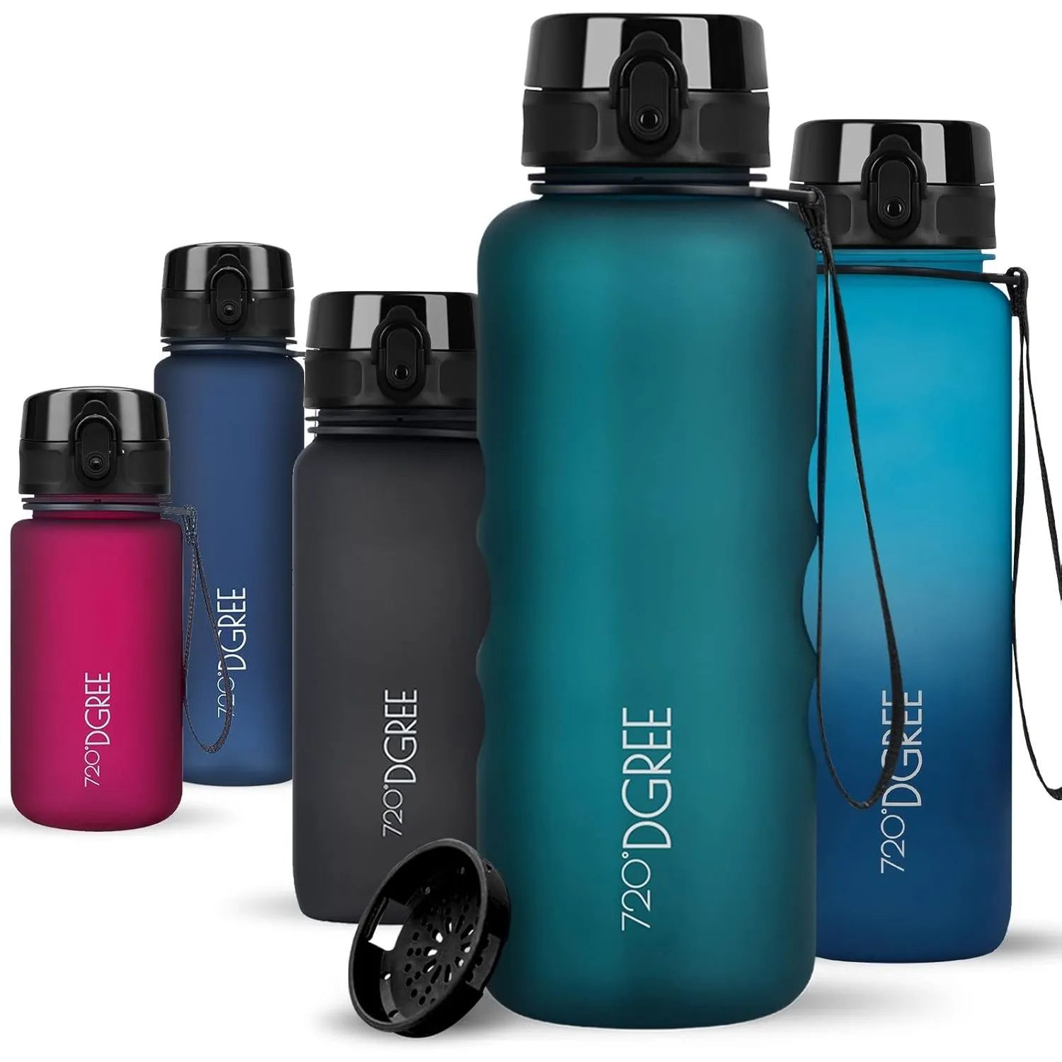 720°DGREE Trinkflasche “uberBottle“ +Sieb - 350ml, 500ml, 650ml, 1000ml, 1,5l, 2l - BPA-Frei - Wasserflasche für Sport,…