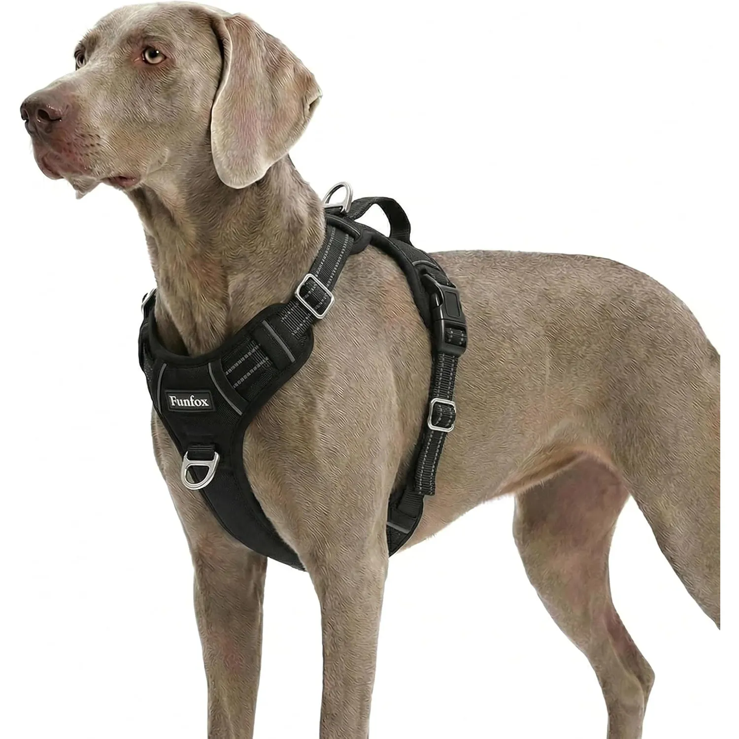 Funfox Hundegeschirr Grosse Hunde [XL] - Verstellbares Anti-Zug Brustgeschirr mit Griff & Reflektorstreifen, Atmungsakt…
