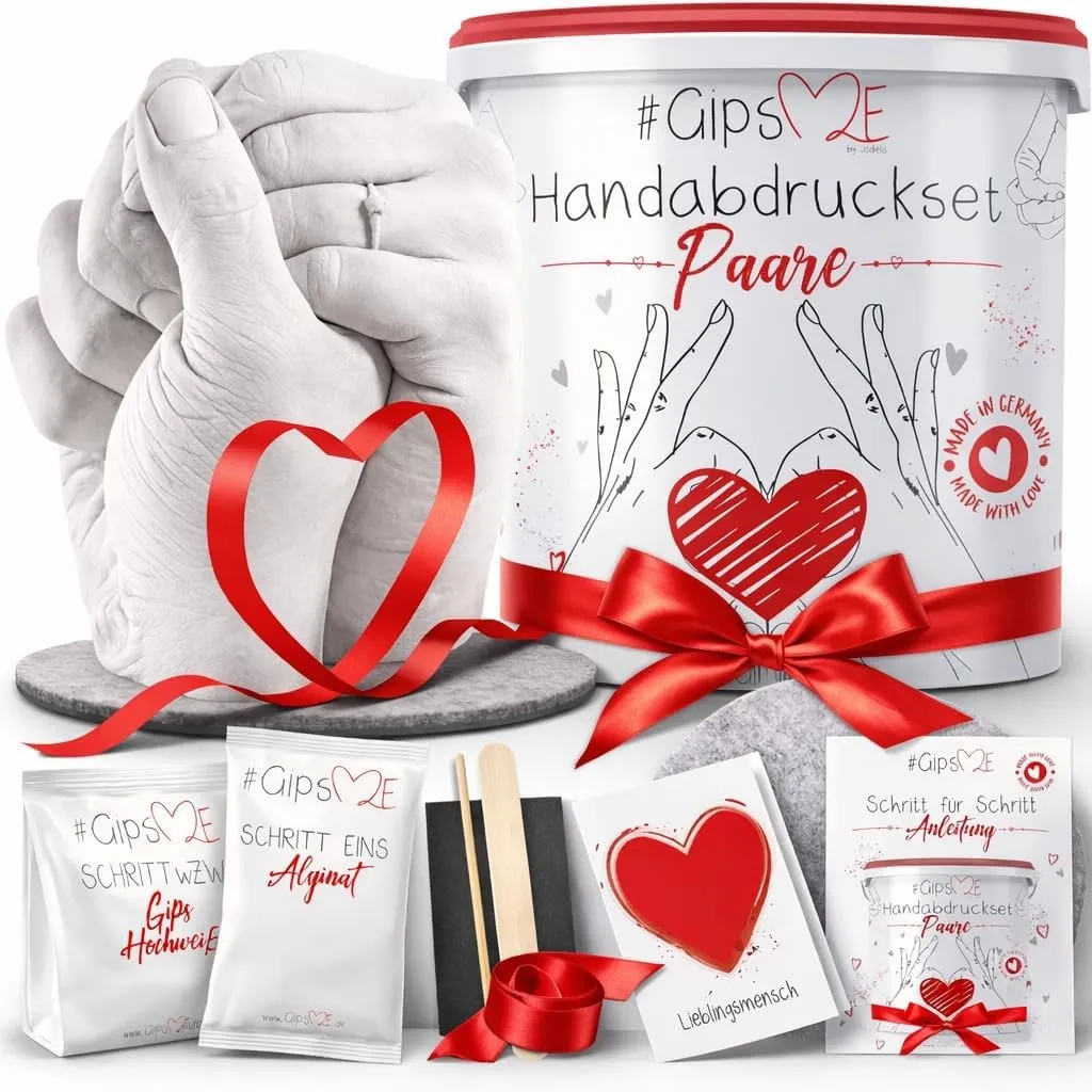 GipsME – DAS ORIGINAL - 3D Handabdruck Set für Paare – Gipsabdruck Hände - Partner und Pärchen Geschenke für Frauen und…