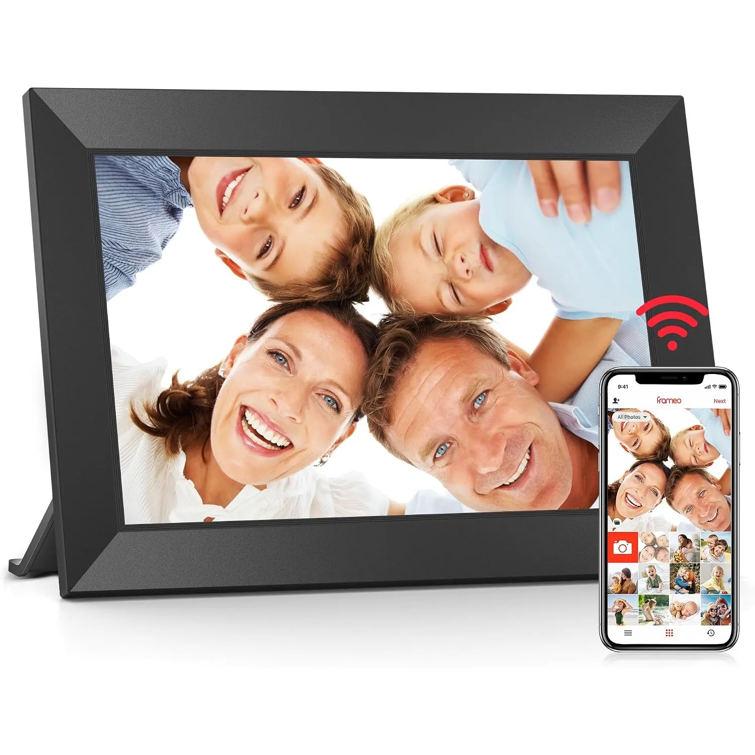 Frameo 10,1 Zoll WiFi Digitaler Bilderrahmen, 1280x800 HD IPS Touchscreen Foto Rahmen, 32GB Speicher, Automatische Rota…