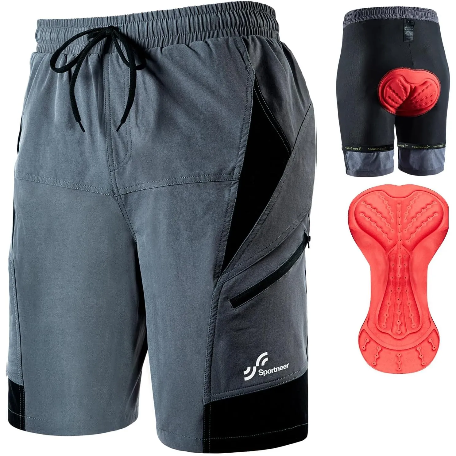 Sportneer MTB Radlerhose Herren Gepolsterte Radhose Herren Radlerhose 3D Gefüttert Mountainbike Radsport Sport Radfahre…