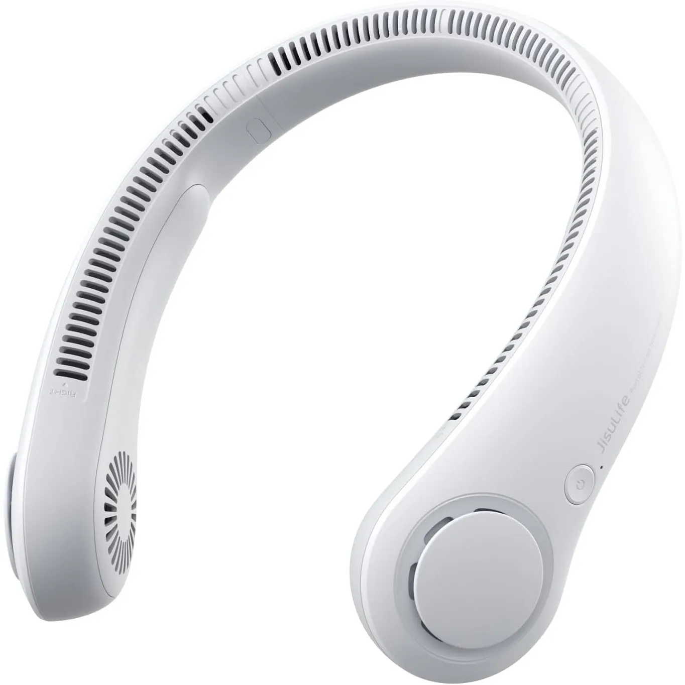 JISULIFE Tragbarer Nackenventilator, Hals-Ventilator ohne Flügel, 5 Geschwindigkeiten, 4000 mAh Batteriebetriebener tra…