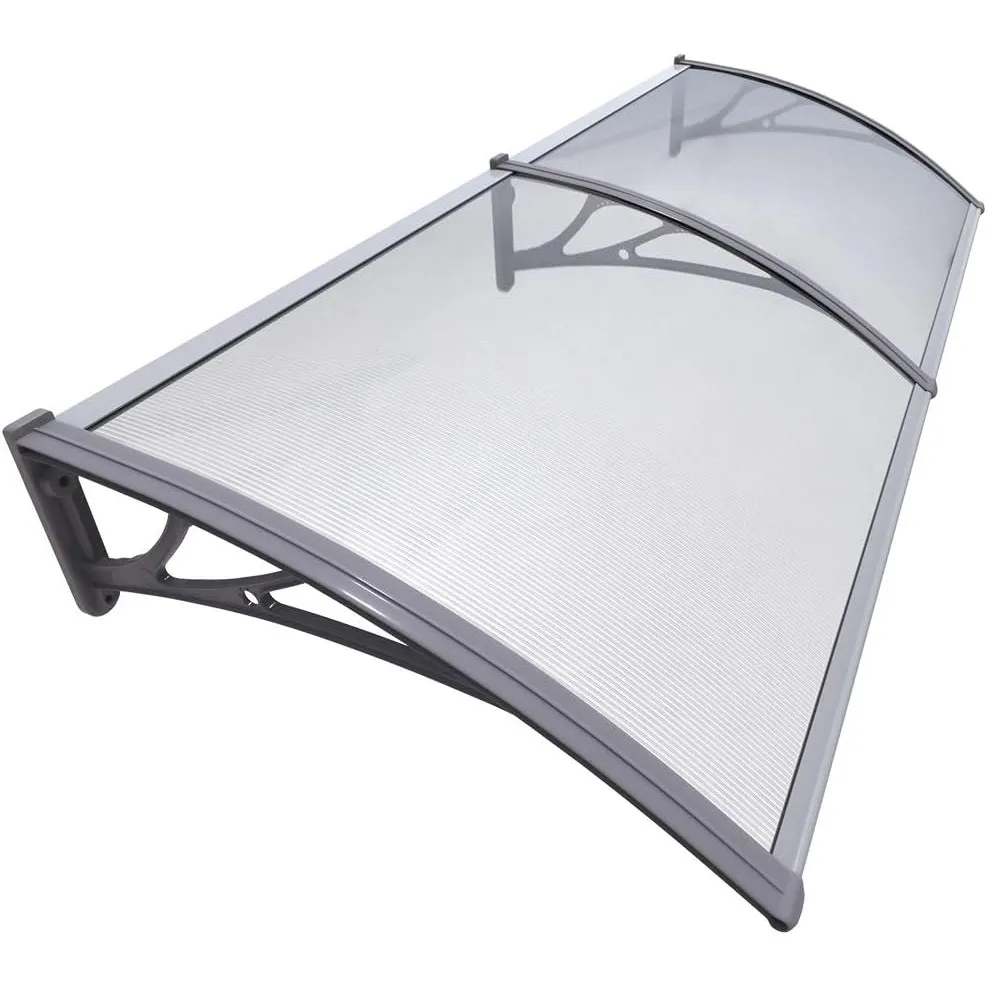 VOUNOT Vordach für Haustür 200 x 80 cm, Überdachung Haustür aus Aluminium und Polycarbonat, Transparentes Pultbogenvord…