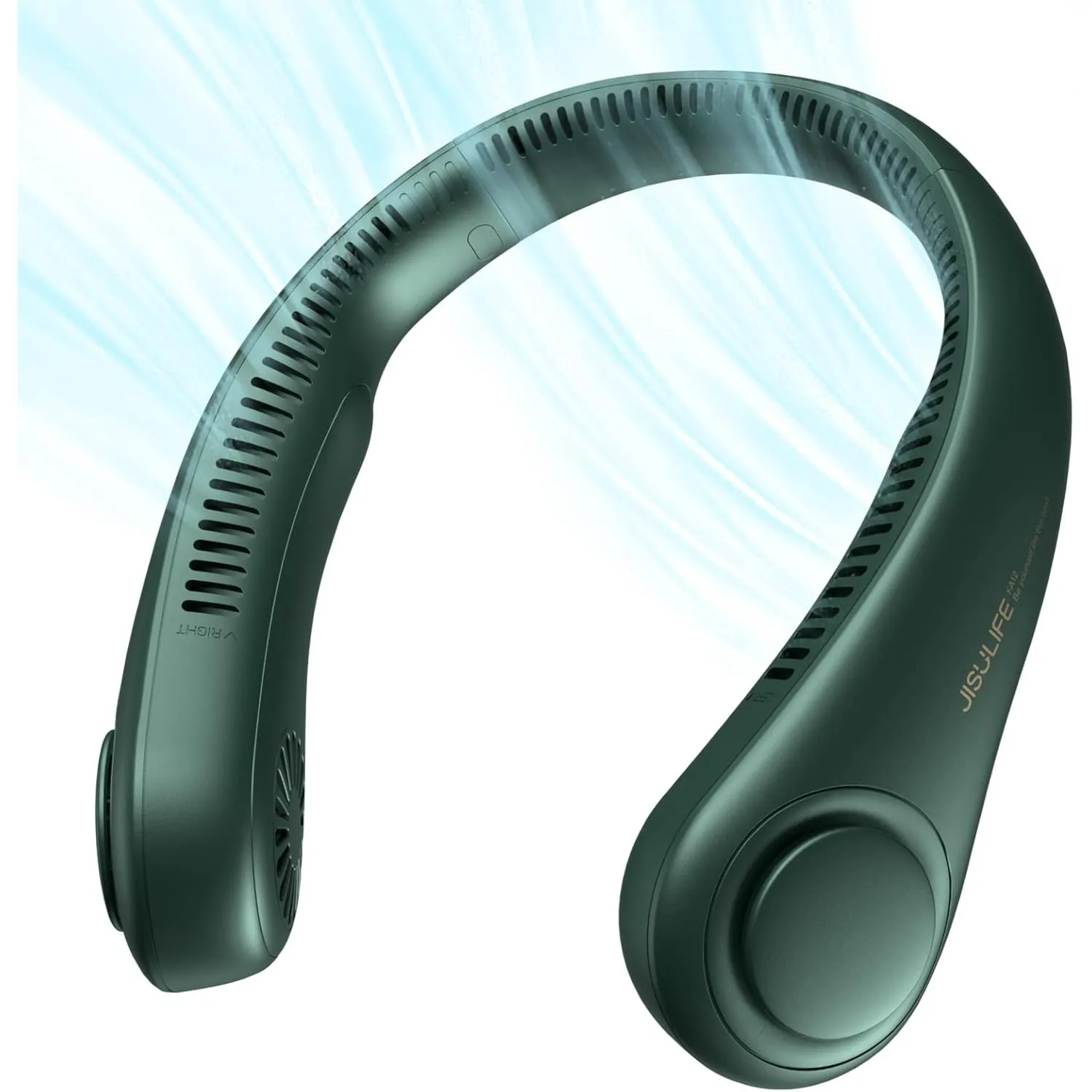 JISULIFE Tragbarer Nackenventilator, Hals-Ventilator ohne Flügel, 5 Geschwindigkeiten, 4000 mAh Batteriebetriebener tra…