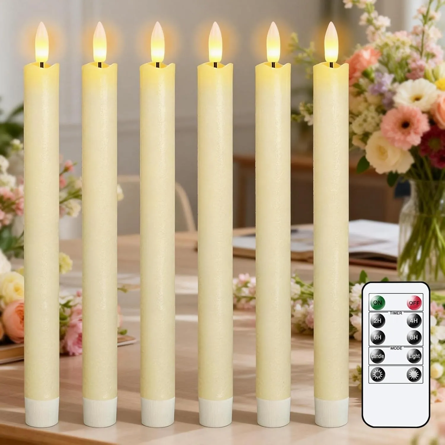 Eldnacele LED Stabkerzen mit Timerfunktion, 6er Set mit Fernbedienung