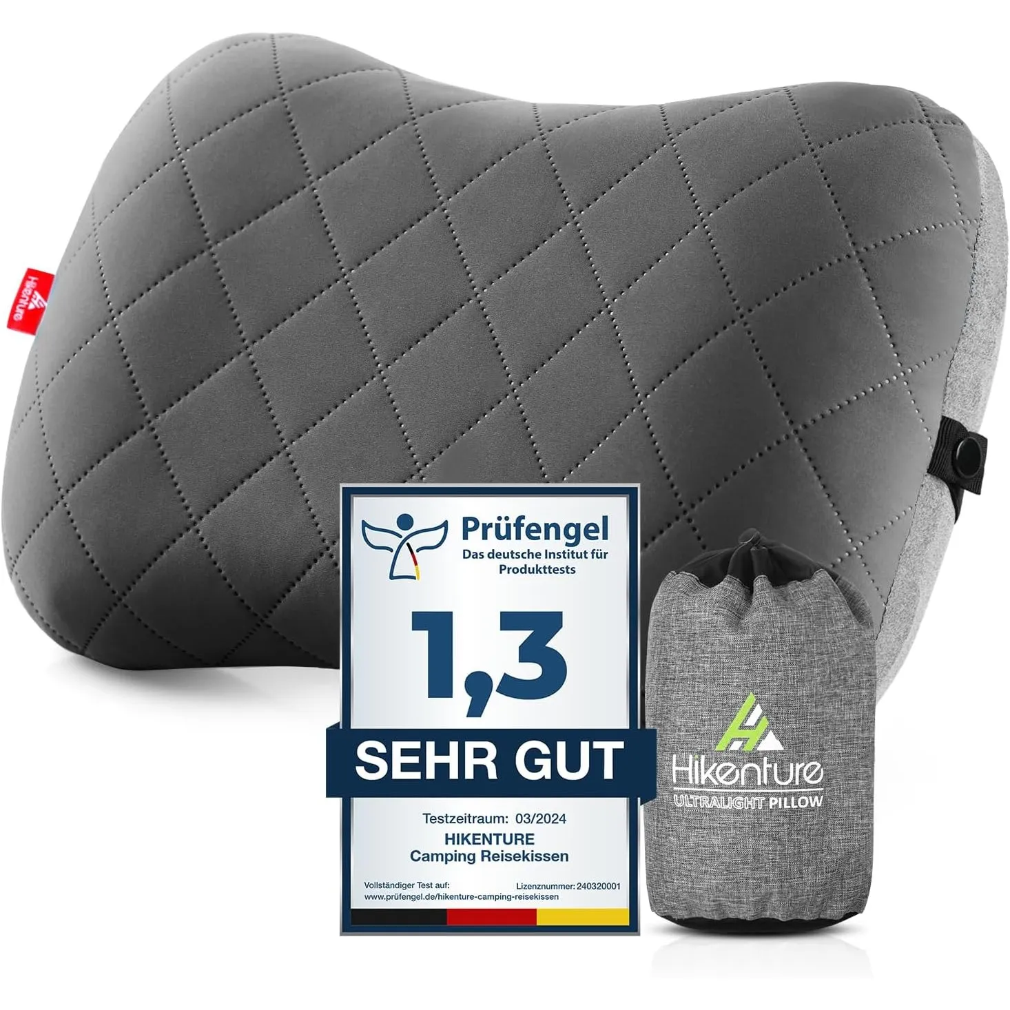 HIKENTURE Aufblasbares Camping/Reise Kissen mit Abziehbarem Kissenbezug | Ultraleichtes Ergonomisches Komfortables Kopf…