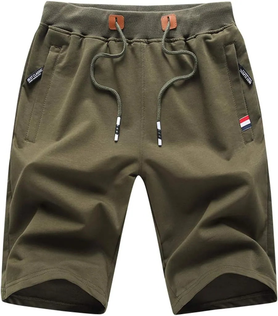 JustSun Kurze Hosen Herren Sport Shorts Sporthose Herren Jogginghose Mit Reißverschluss und Elastische Taille