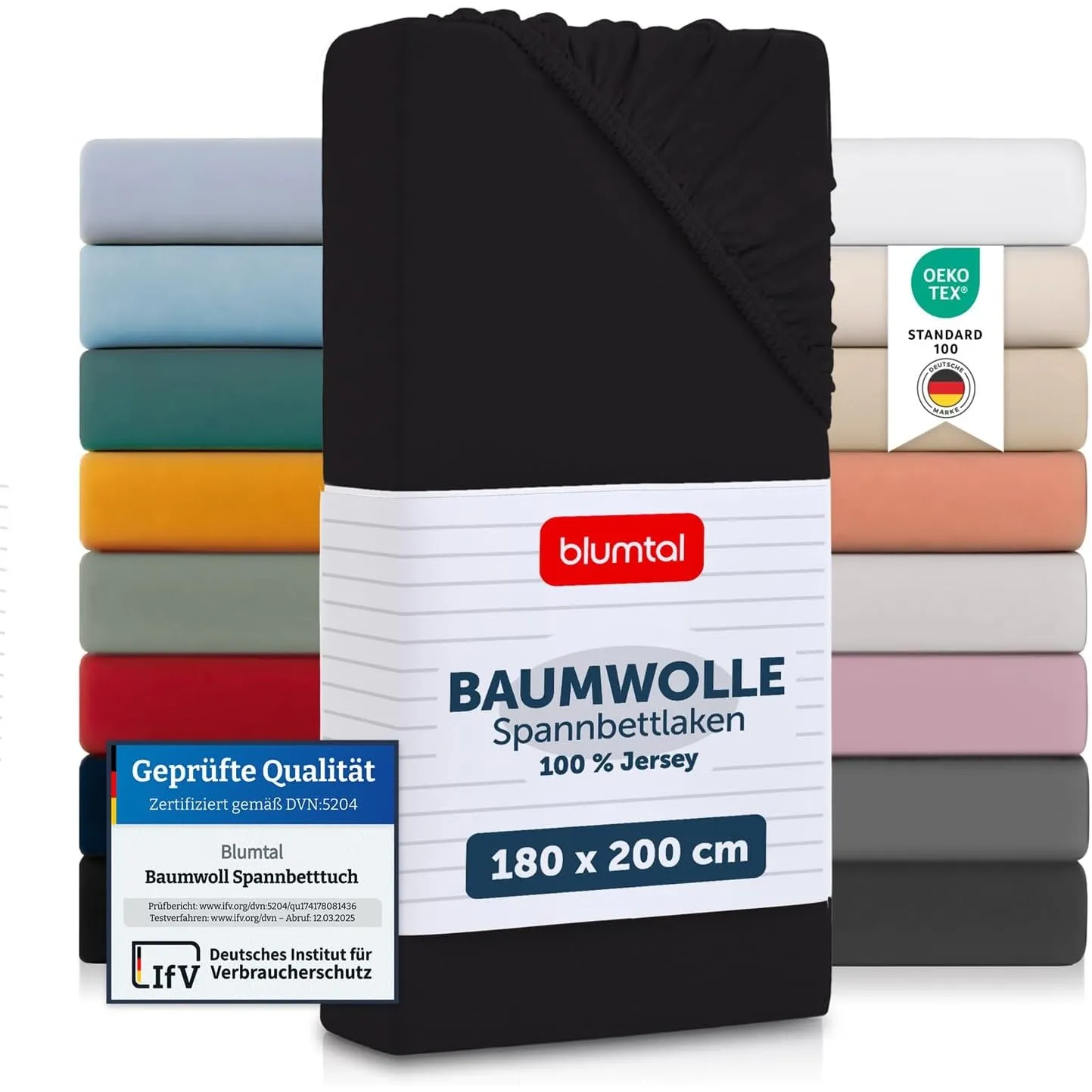 Blumtal® Basics Spannbettlaken 180x200x30cm Jersey im 2er Set - Bettlaken aus 100% Baumwolle - Oeko-TEX zertifiziertes …