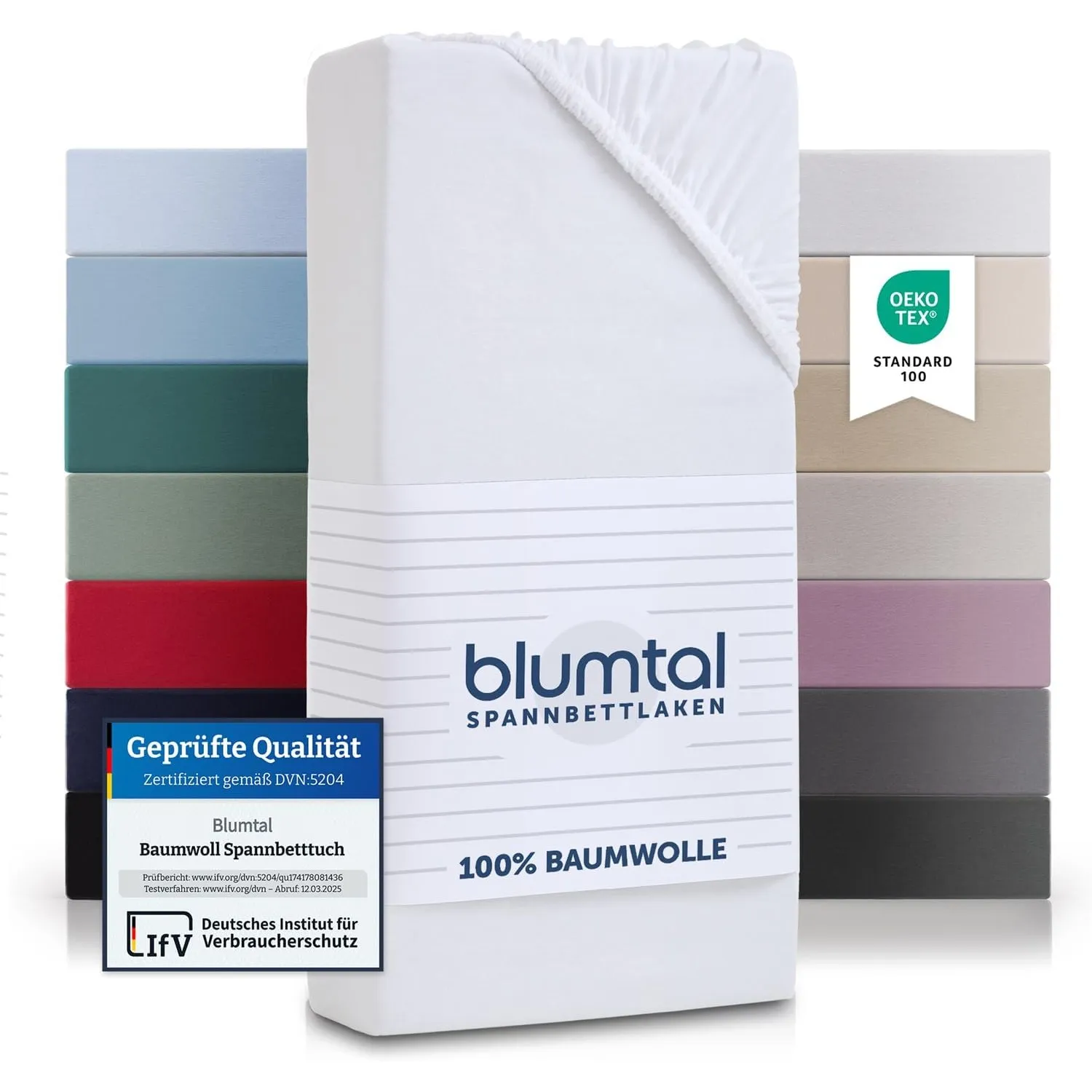 Blumtal® Basics Spannbettlaken 200x200x30cm Jersey - Bettlaken aus 100% Baumwolle - Oeko-TEX zertifiziertes Spannbetttu…