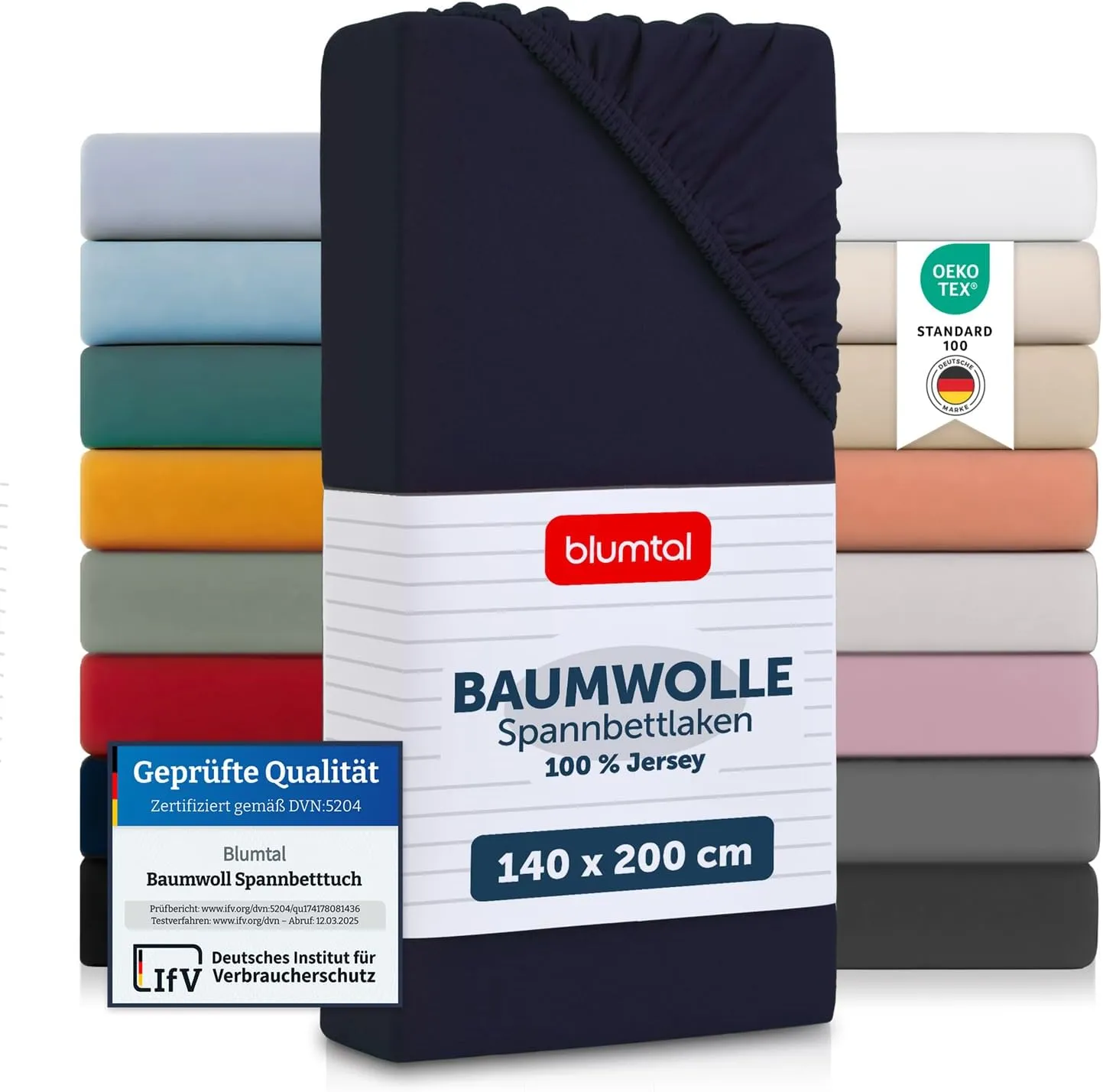 Blumtal® Basics Spannbettlaken 140x200cm Jersey - Spannbettlaken 140x200cm Baumwolle - Oeko-TEX zertifiziertes Spannbet…