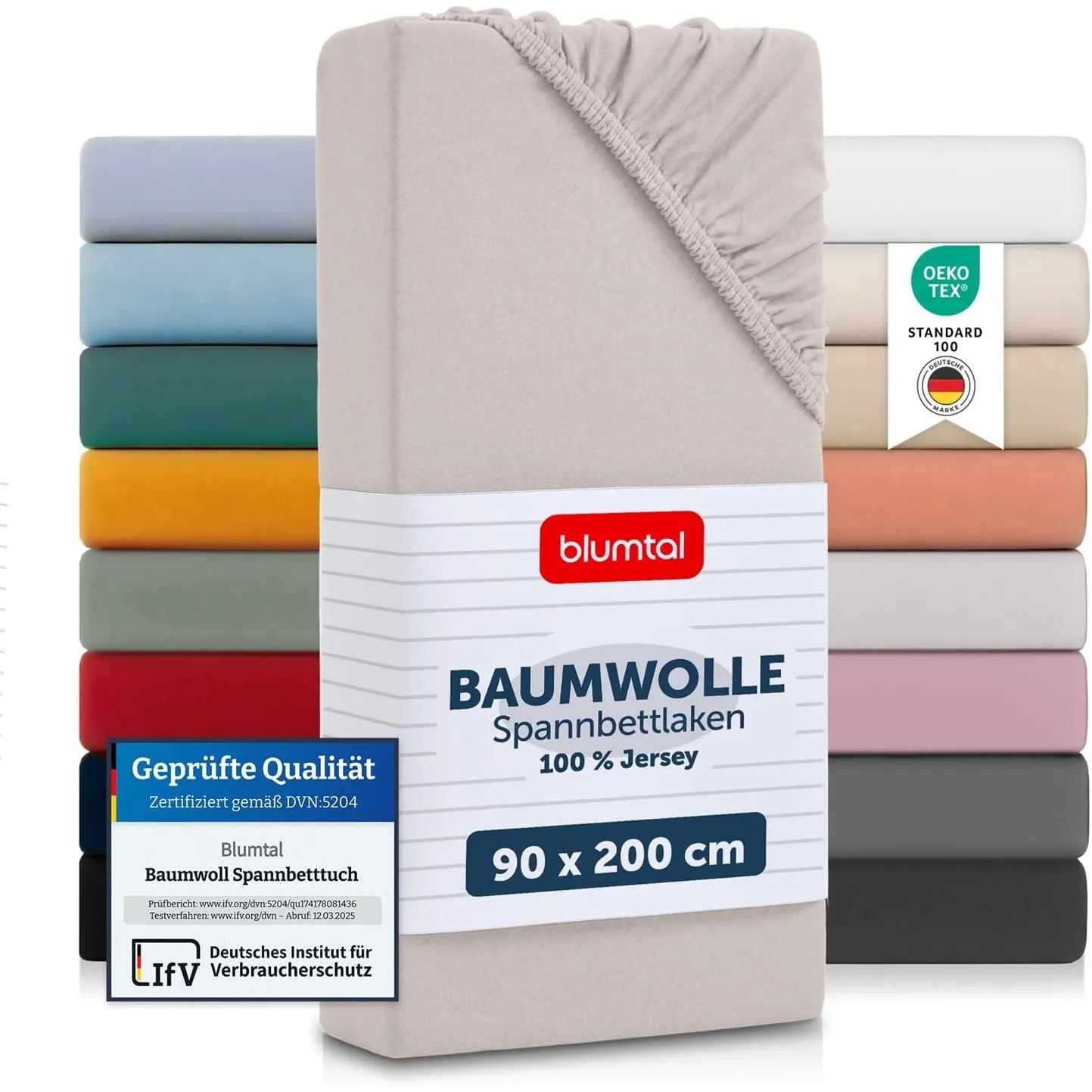 Blumtal® Basics Spannbettlaken 90x200cm Jersey - bettlaken 90x200cm aus 100% Baumwolle - Oeko-TEX zertifiziertes Spannl…