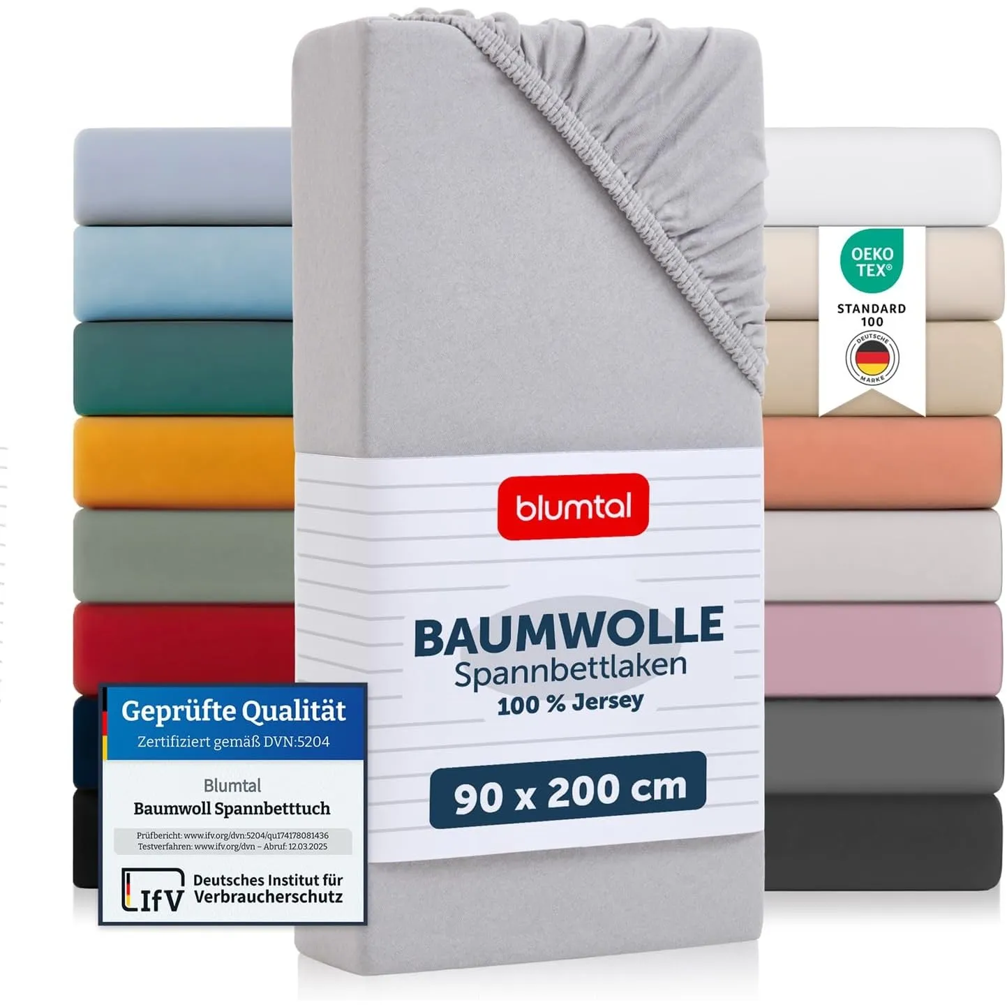 Blumtal® Baumwolle Spannbettlaken 90x200x30cm Basics Jersey im 2er Set - Oeko-TEX zertifiziertes Spannbetttuch 90x200cm…