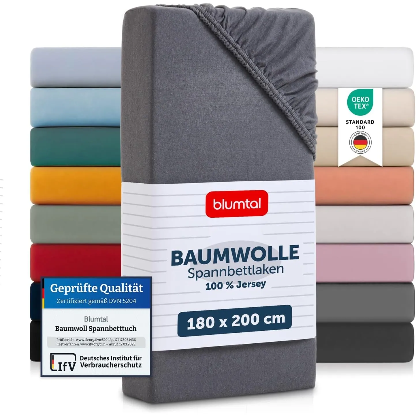 Blumtal® Basics Spannbettlaken 180x200x30cm Jersey im 2er Set - Bettlaken aus 100% Baumwolle - Oeko-TEX zertifiziertes …