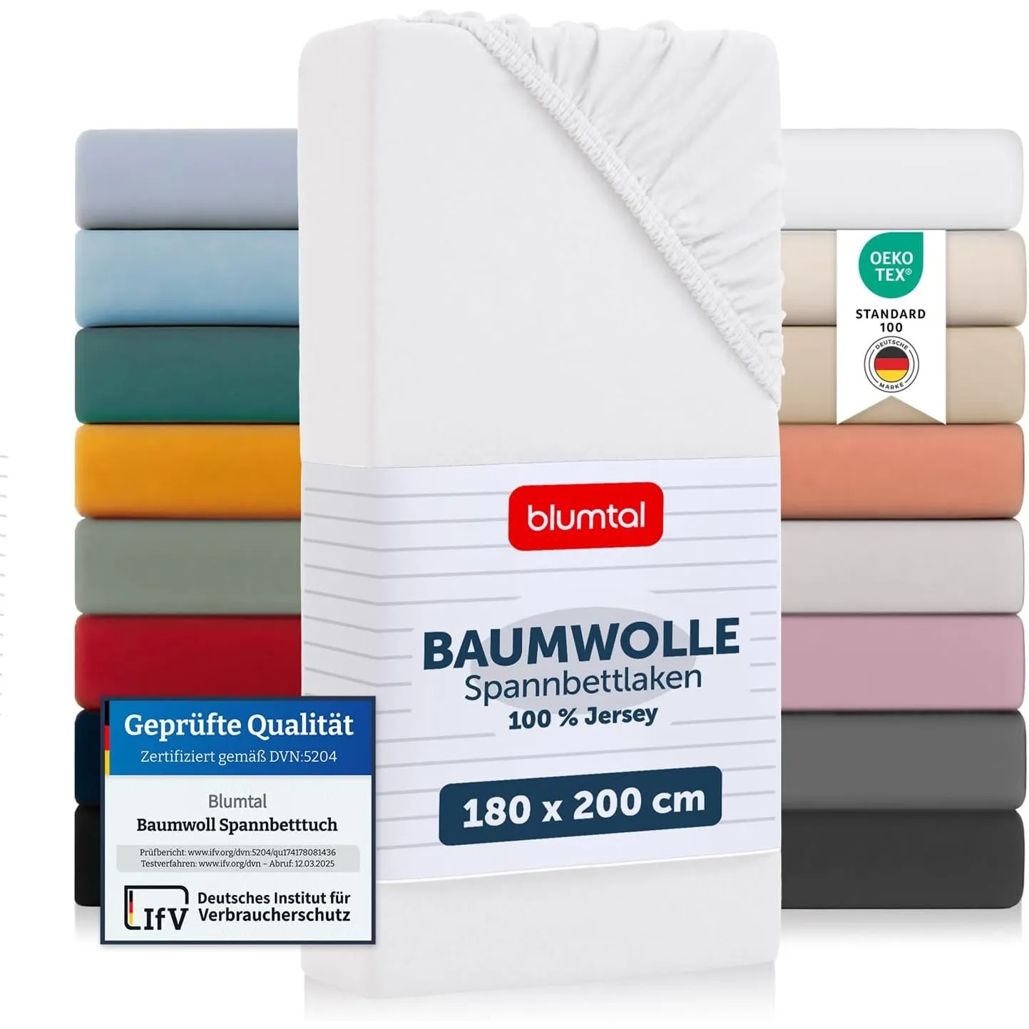 Blumtal® Basics Spannbettlaken 180x200x30cm Jersey - Spannbettlaken aus Baumwolle - Oeko-TEX zertifiziertes Spannbetttu…