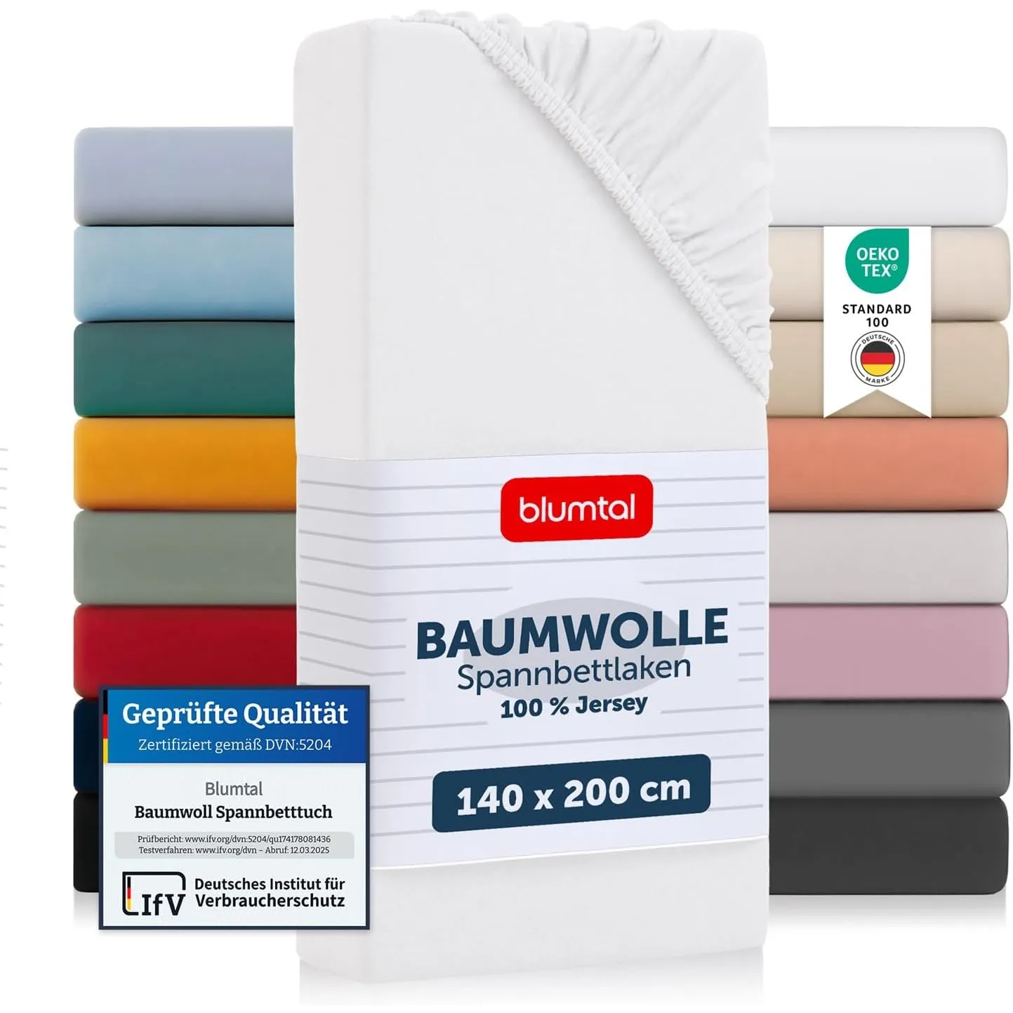 Blumtal® Basics Spannbettlaken 140x200x30cm Jersey - Spannbettlaken aus Baumwolle - Oeko-TEX zertifiziertes Spannbetttu…