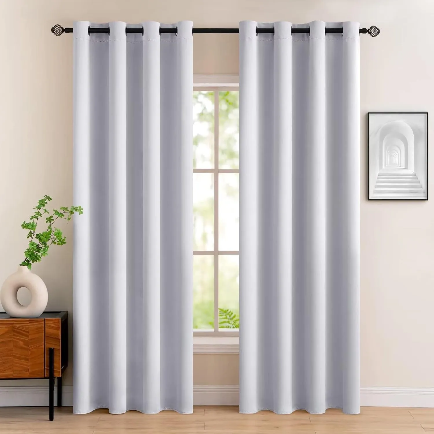 MIULEE Verdunklungsvorhänge Thermo Blickdicht Ösen 2er Set 140x260cm Weiß