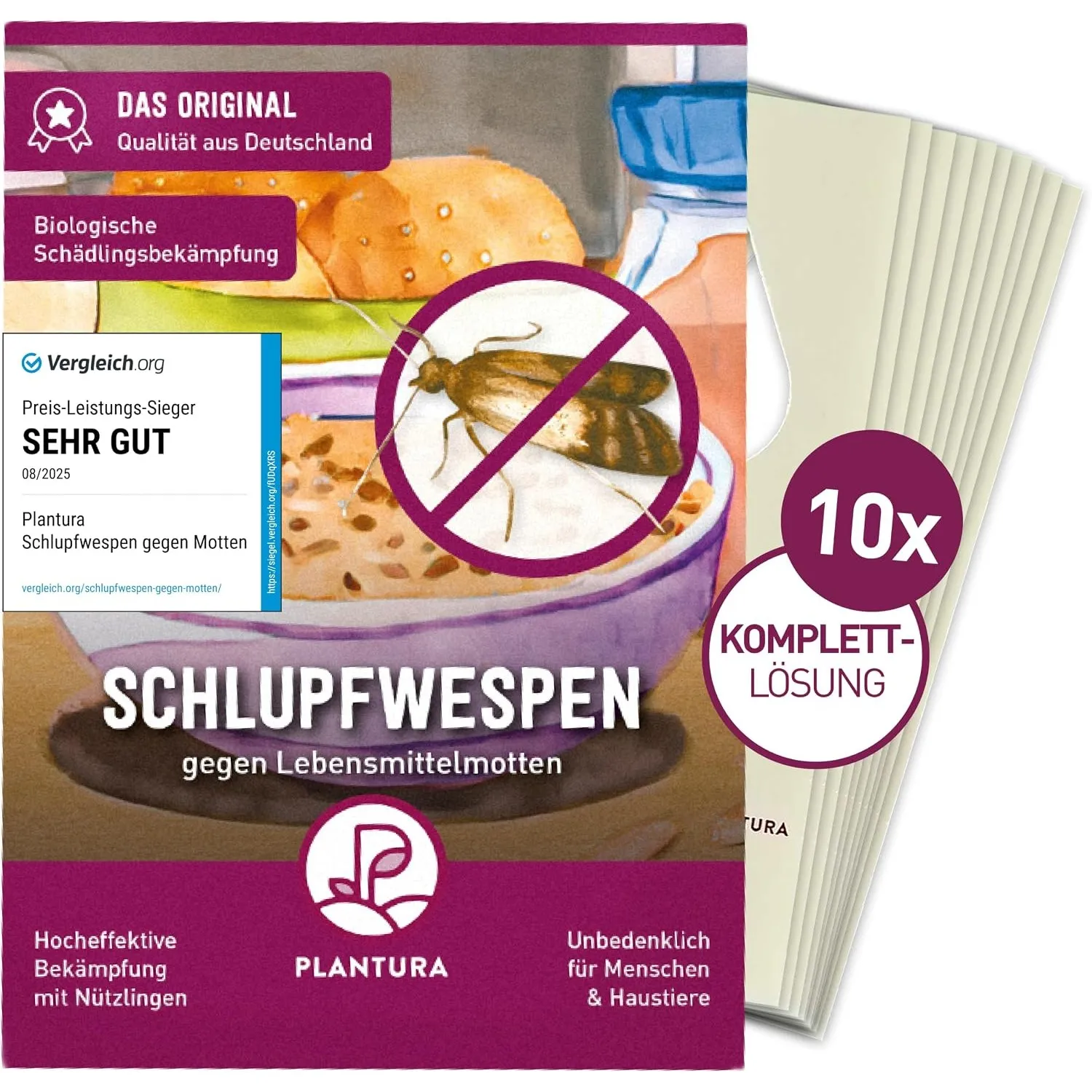 Plantura Schlupfwespen gegen Lebensmittelmotten, 10 Karten à 3 Lieferungen