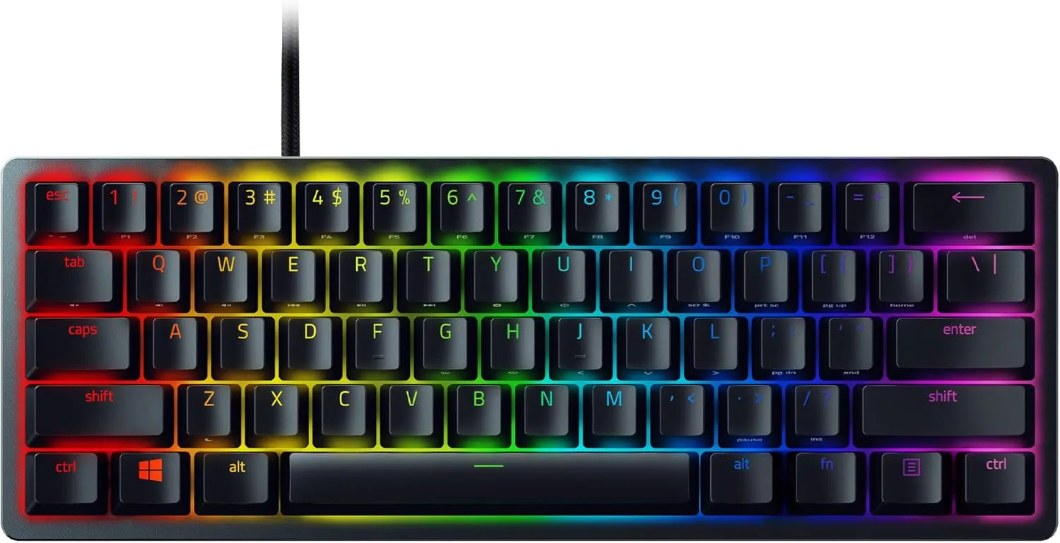 Razer Huntsman Mini (Purple Switch) - Kompakte 60% Gaming Tastatur (Klickende Optische Switches, Doubleshot PBT-Tastenk…