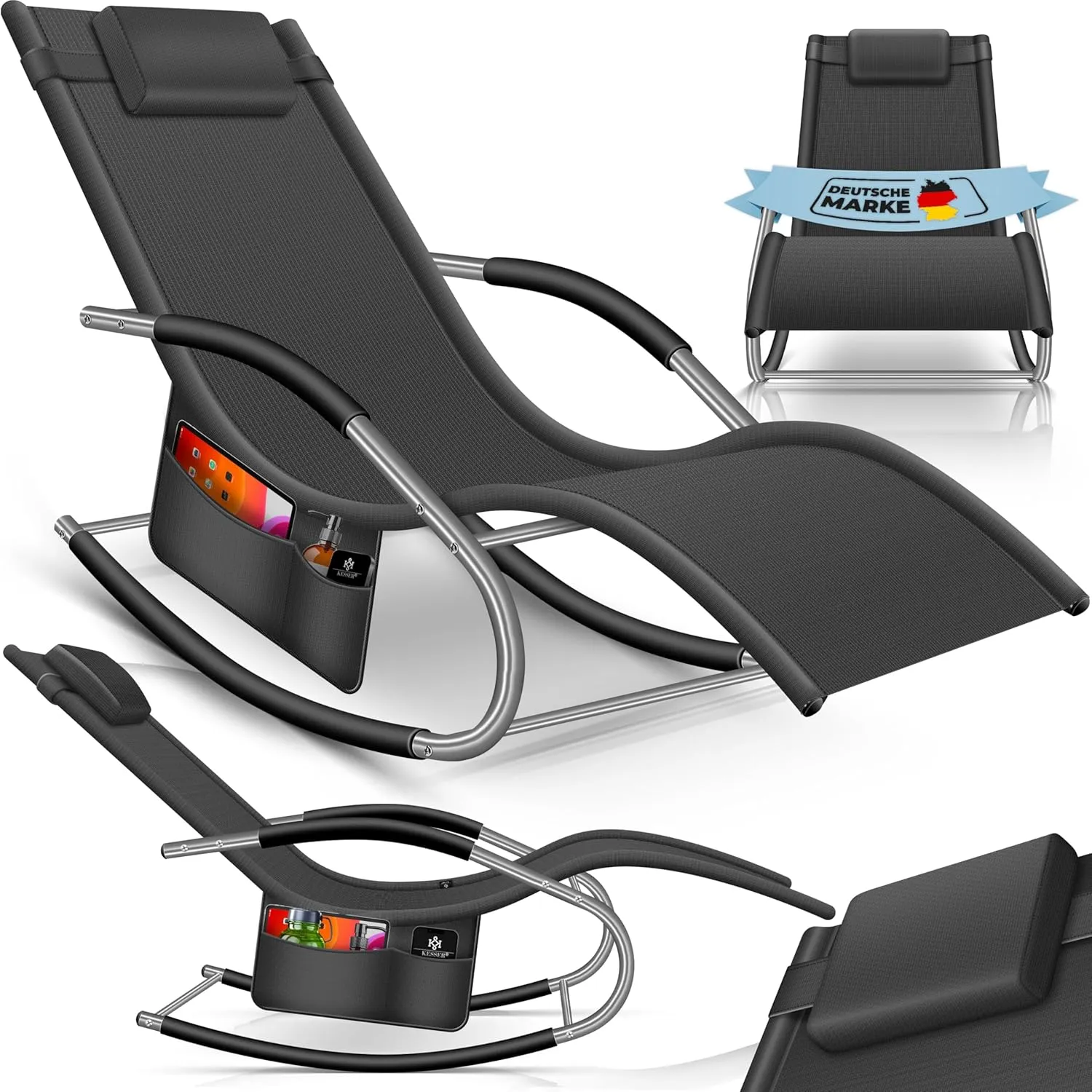 Kesser® Sun Lounger Relax Lounger Swing Lounger | Garden Lounger Garden Chair | Folding Chair | Reclining Chair | Rocki…