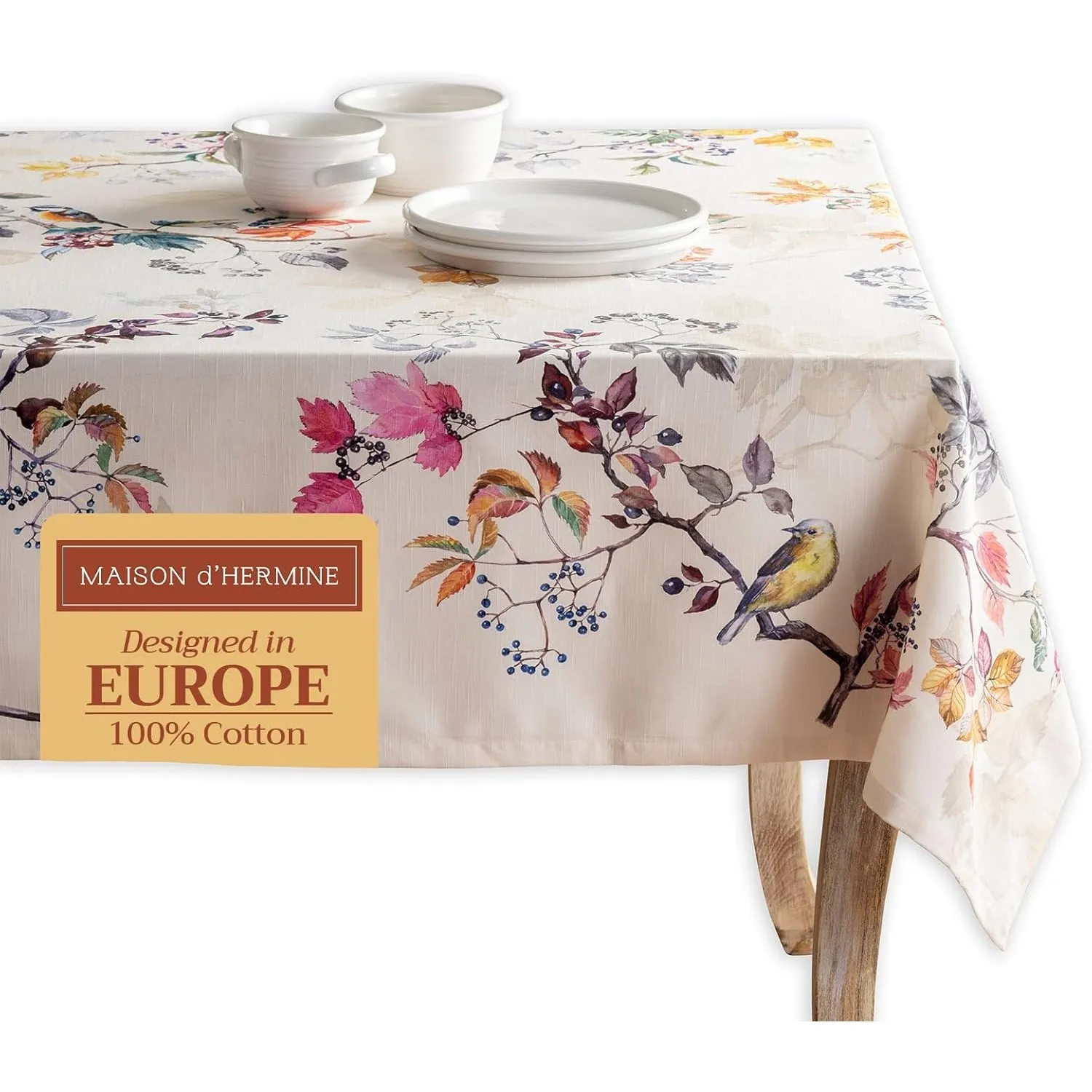 Maison d'Hermine Tischdecke Rechteckig 100% Baumwolle 180 cm x 140 cm Wiederverwendbar Alltagsgebrauch für Weihnachtsde…