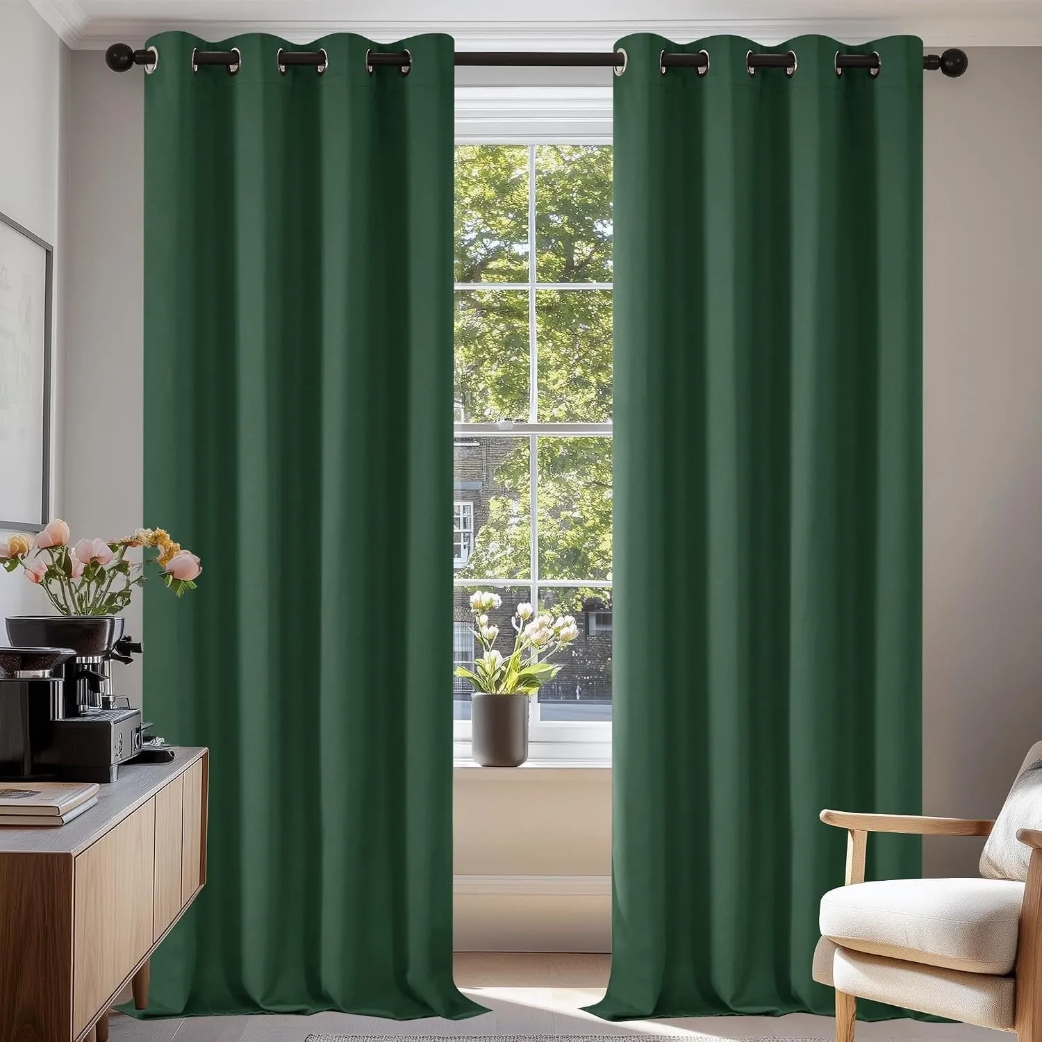 Deconovo Gardinen Verdunkelnd Thermovorhang Hitzeschutz Curtain Waldgrün