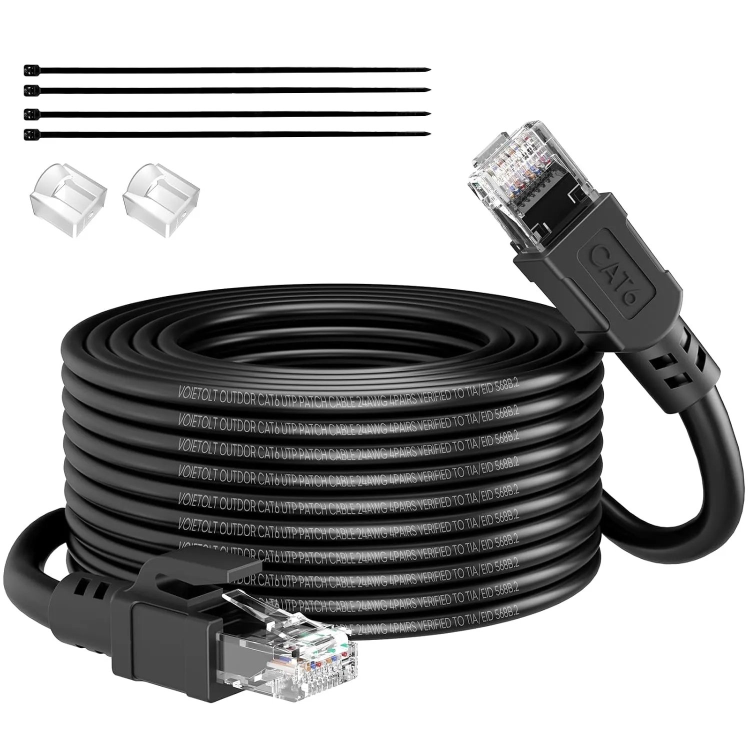 Outdoor Cat 6 LAN Kabel 14Meter, Außen Wasserdicht Direct Burial LLDPE UV Mantel - 24AWG 10Gbps Hochgeschwindigkeits Gi…