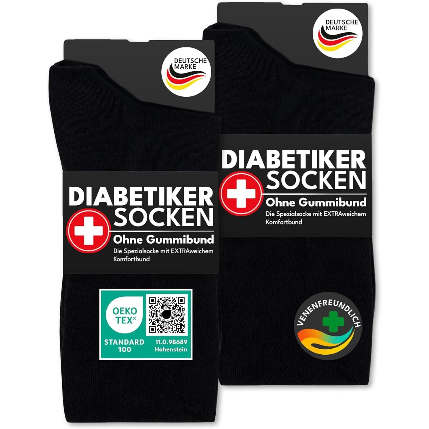 sockenkauf24 Diabetikersocken ohne Gummi & ohne Naht 97% Baumwolle (6 Paar) Diabetiker Socken mit Komfortbund für Damen…