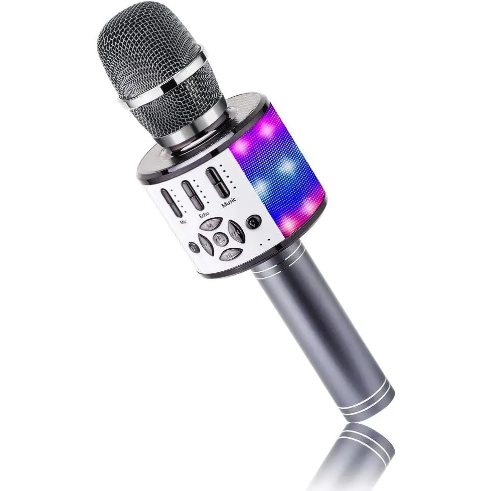 BONAOK Bluetooth-Mikrofon, kabellos, Mikrofon für Kinder mit LED-Lichtern, Mini-Karaoke-Maschine für Party/Haus/Geburts…