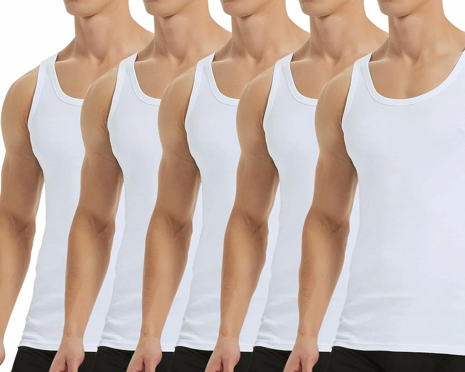 Falechay Unterhemd Herren Tank Top 3/5er Pack Baumwolle Feinripp ärmellos Muskelshirtst Männer Sportunterhemden